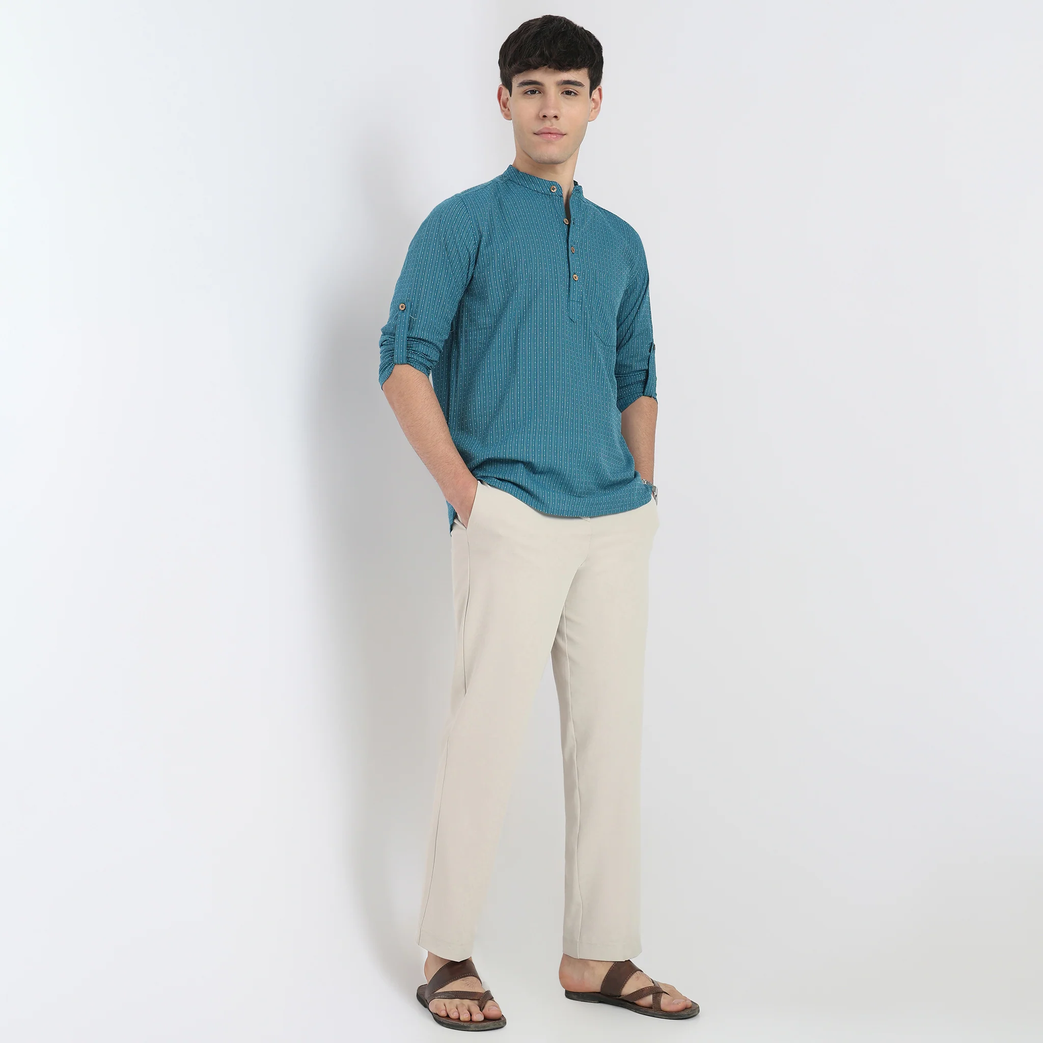 Structured Cotton Short Kurta - Image 6