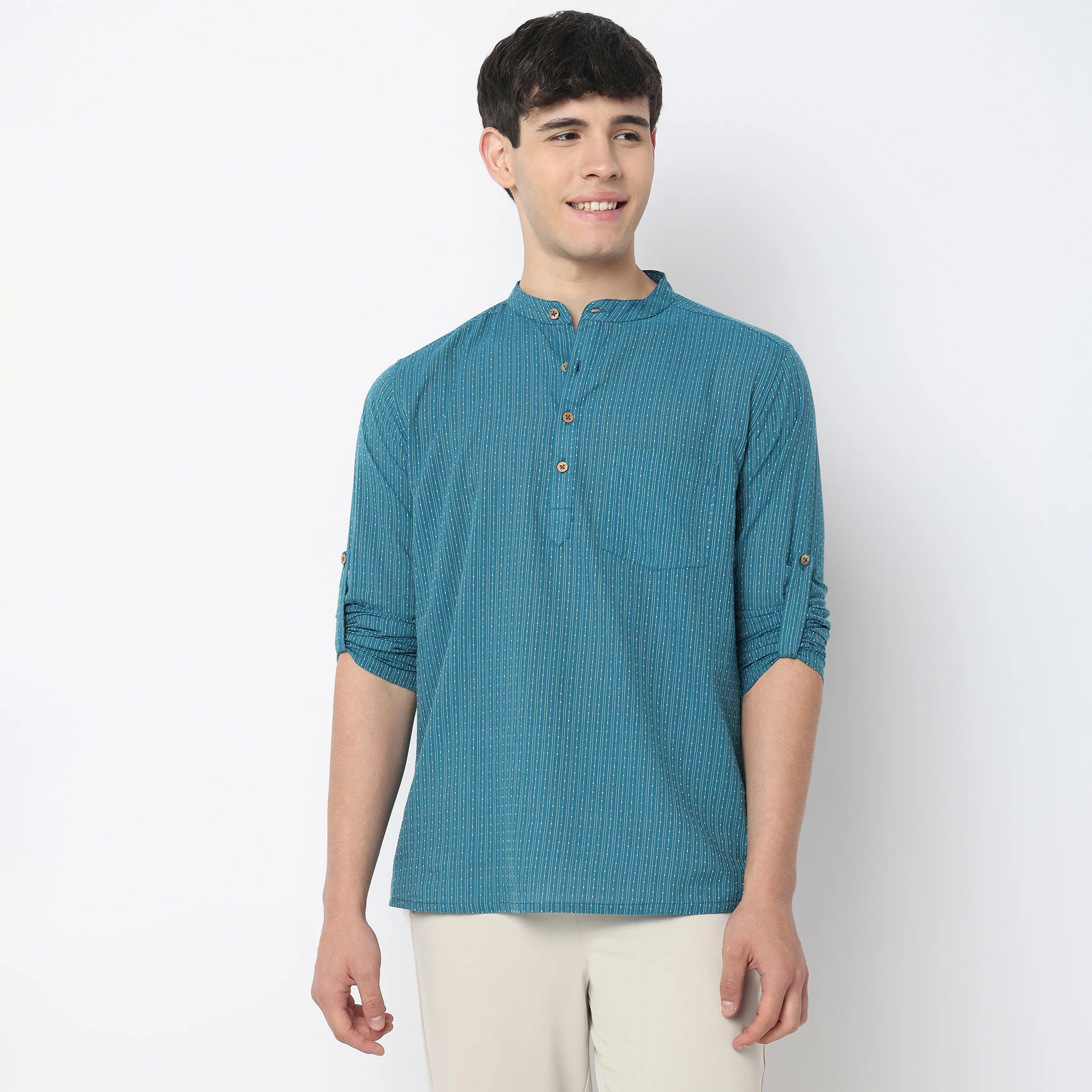 Structured Cotton Short Kurta - Image 7