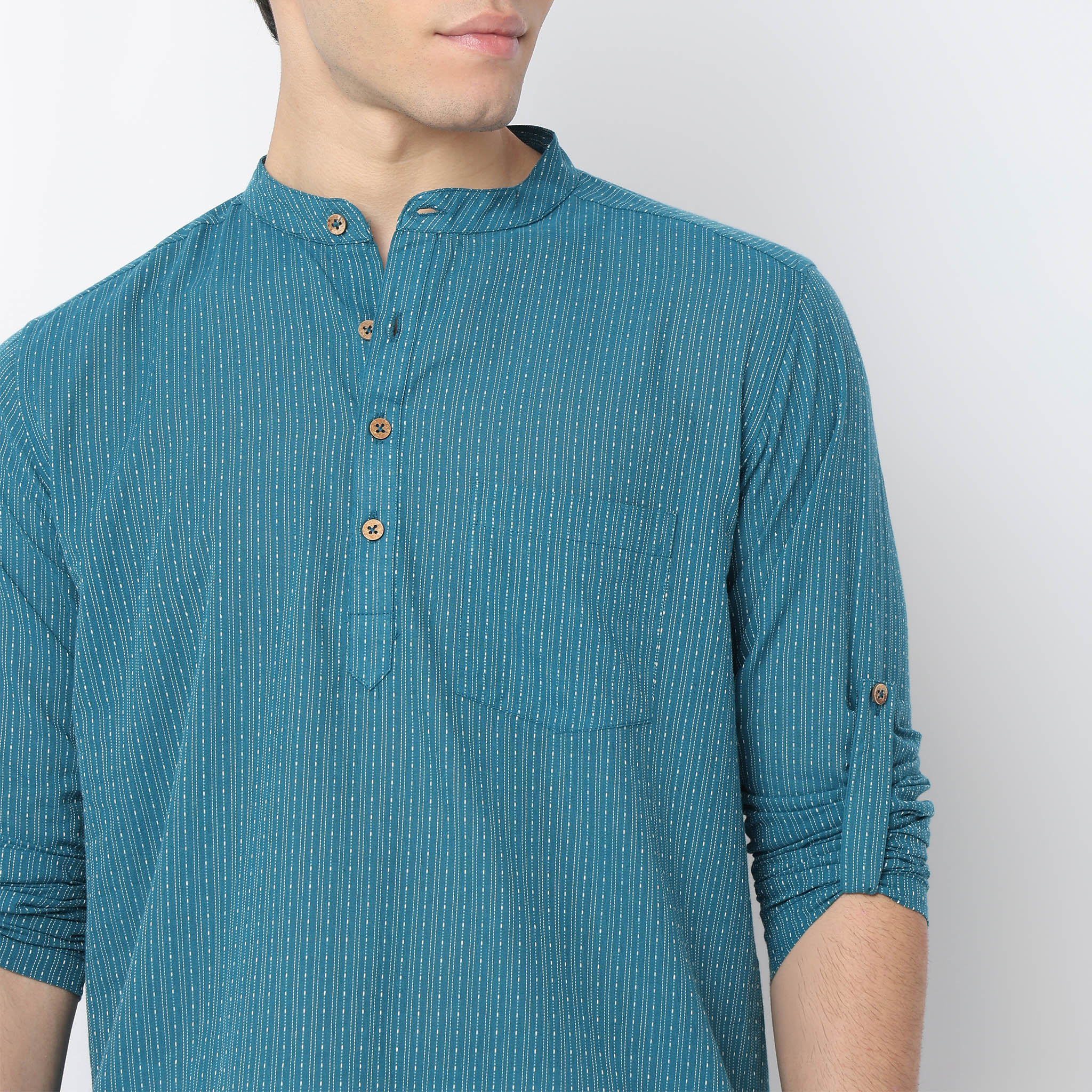 Structured Cotton Short Kurta - Image 9