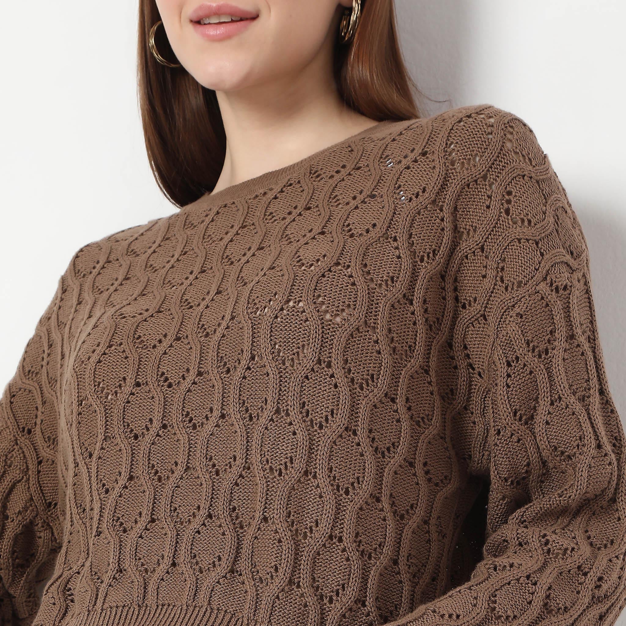 Structured Crochet Design Bell Sleeve Sweater - Image 4