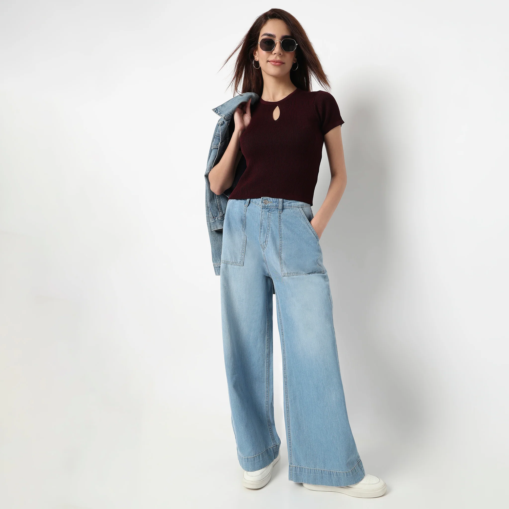 Structured Cropped Flatknit Sweater - Image 2
