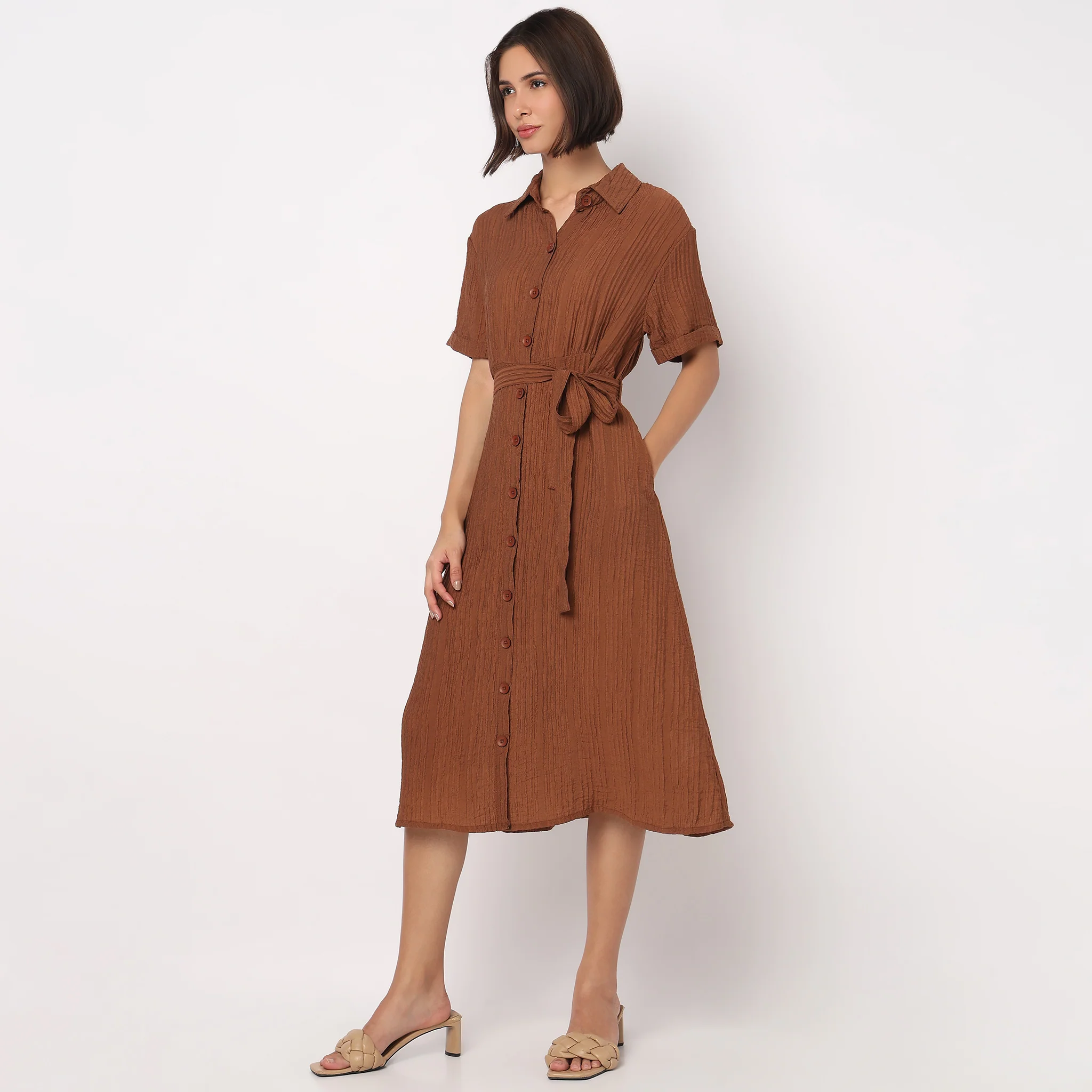 Structured Flared Dress - Image 5