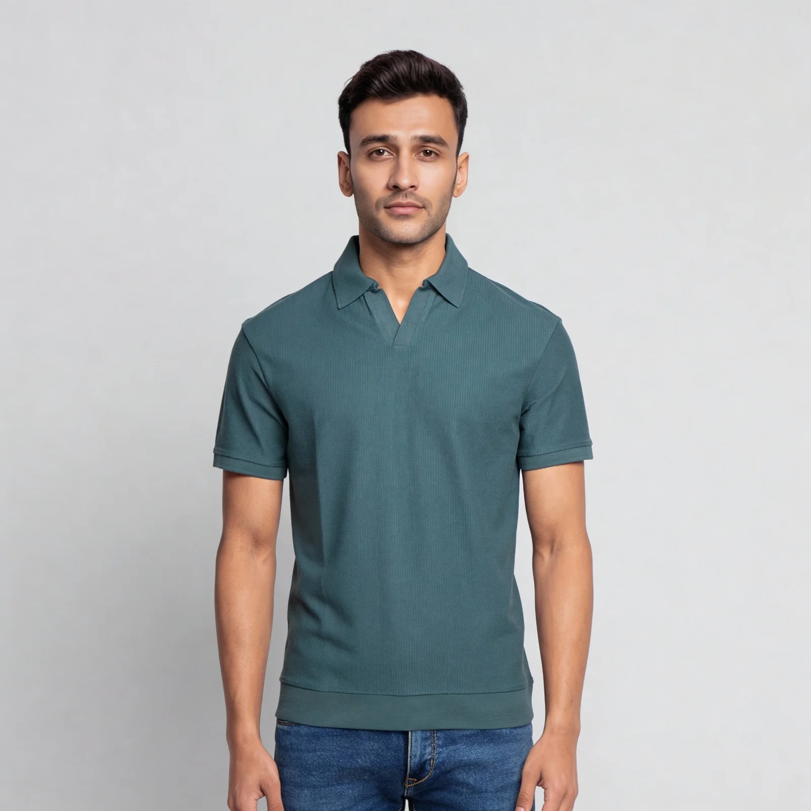 Structured Johnny Collar Island Polo T-Shirt - Image 2