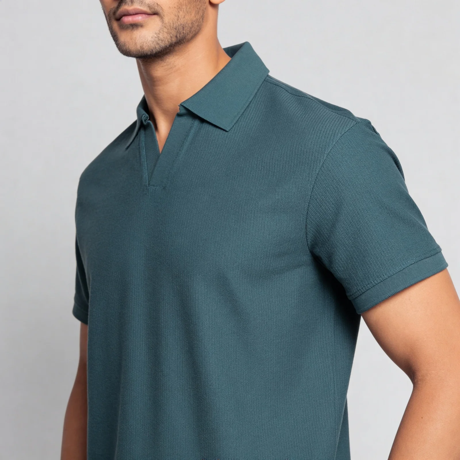 Structured Johnny Collar Island Polo T-Shirt - Image 4