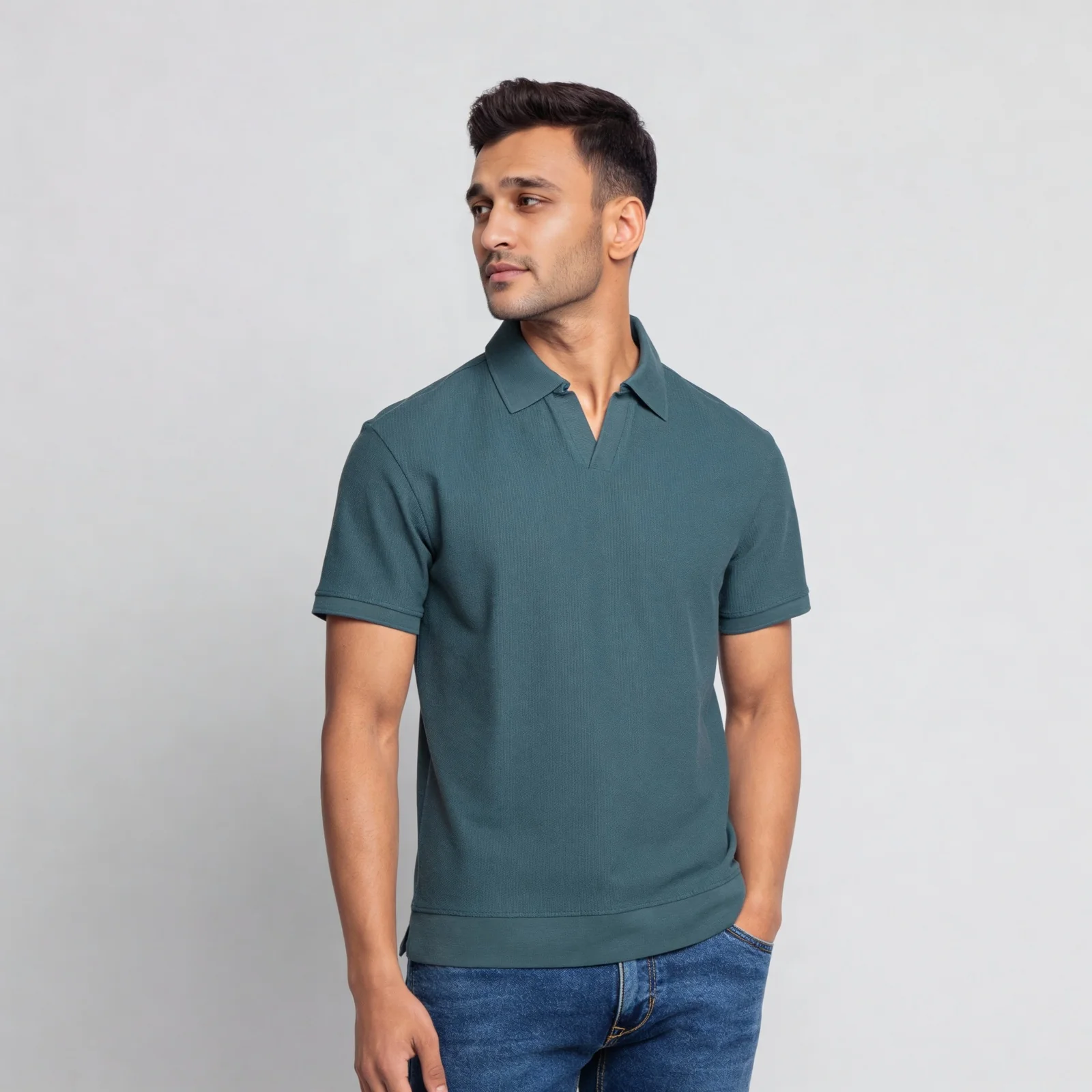 Structured Johnny Collar Island Polo T-Shirt - Image 5