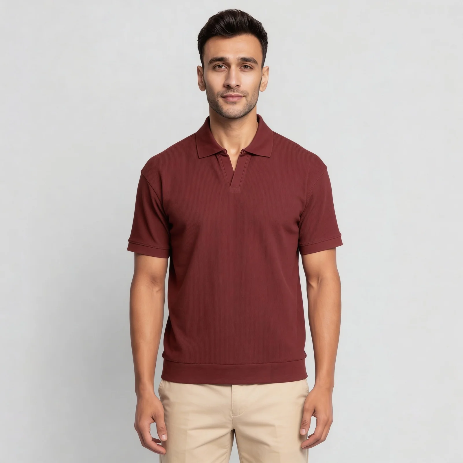 Structured Johnny Collar Island Polo T-Shirt - Image 7