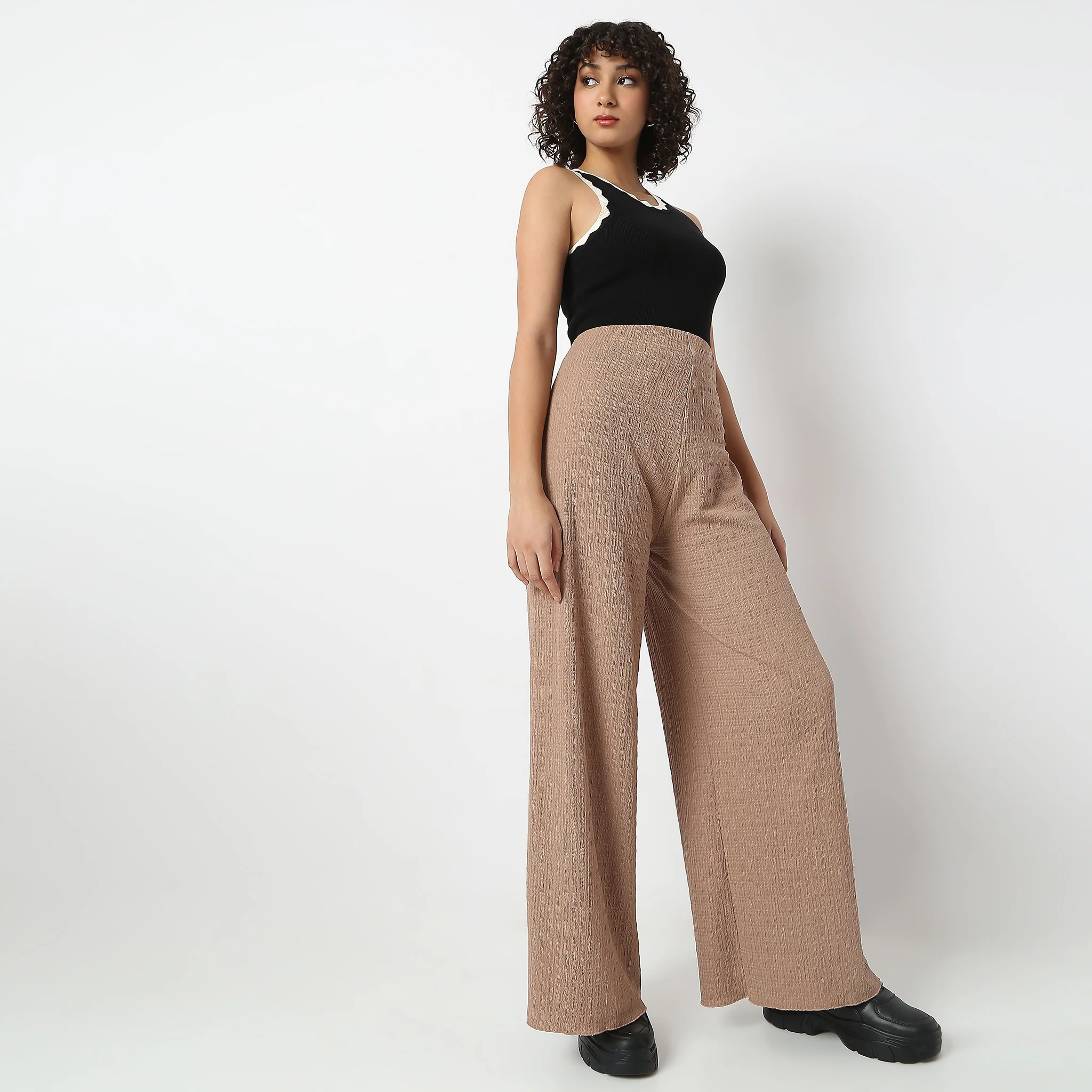 Structured Knitted High Rise Palazzos - Image 6