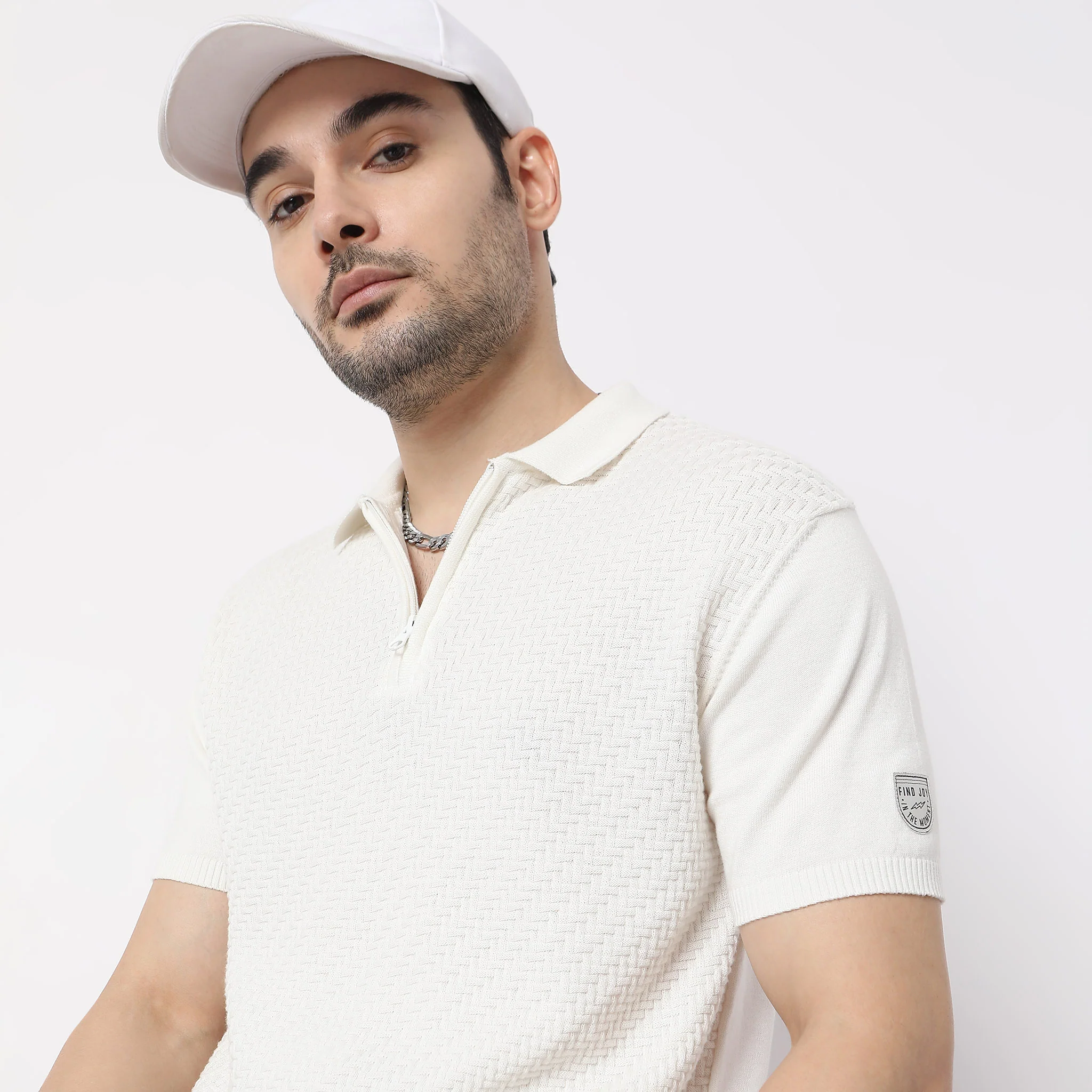 Hand Knit Jersey™ Zip Neck Structure Polo T-shirt