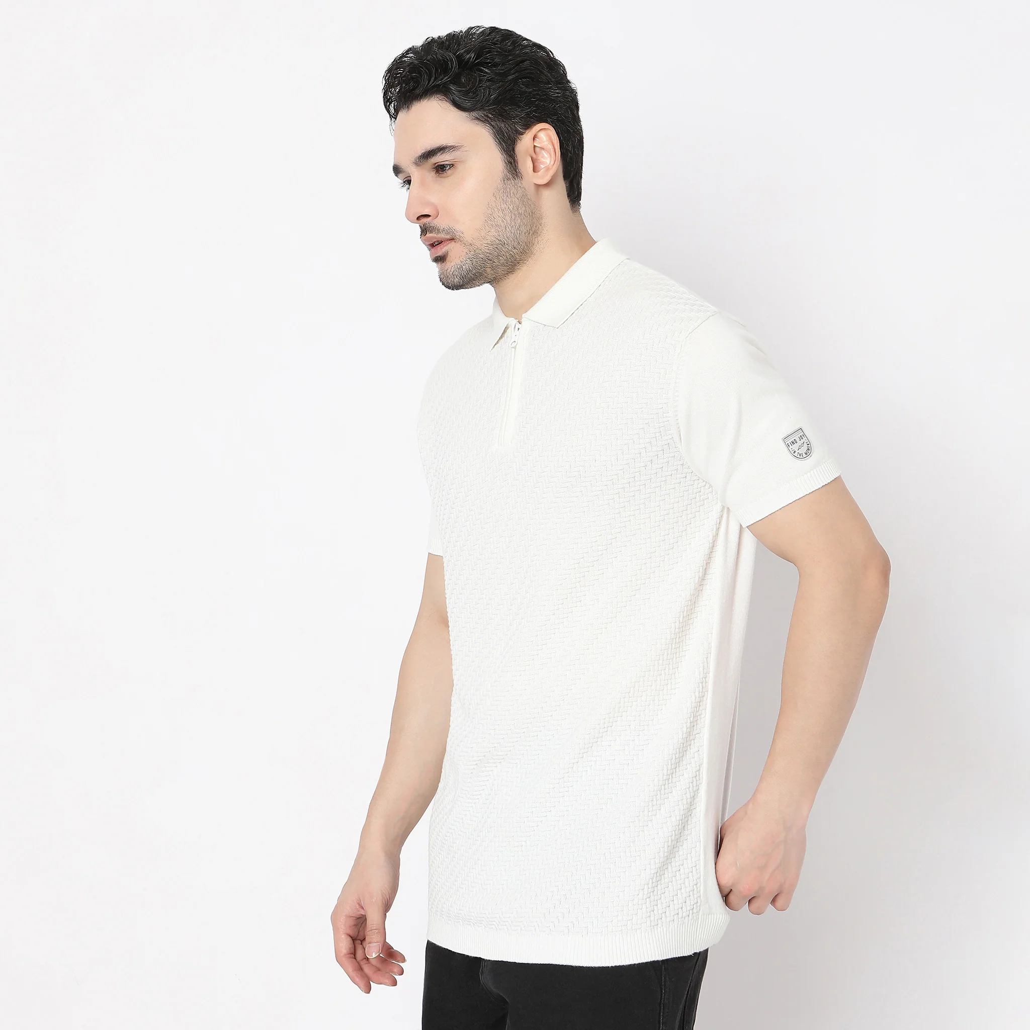 Hand Knit Jersey™ Zip Neck Structure Polo T-shirt - Image 4
