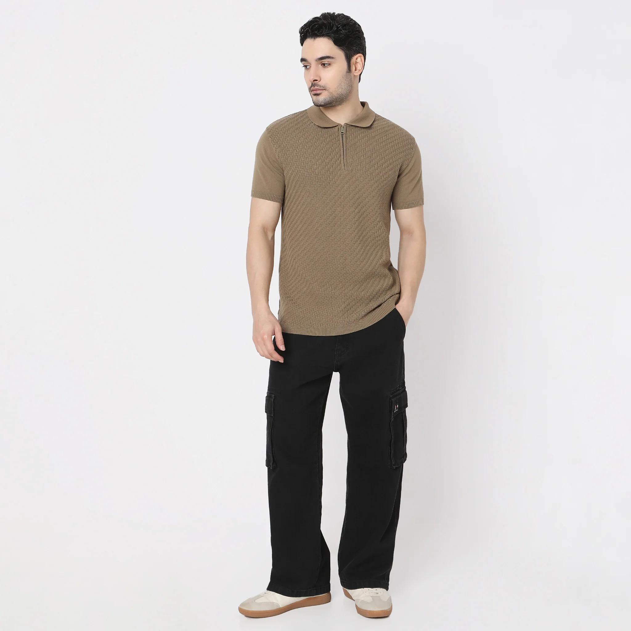 Hand Knit Jersey™ Zip Neck Structure Polo T-shirt - Image 6
