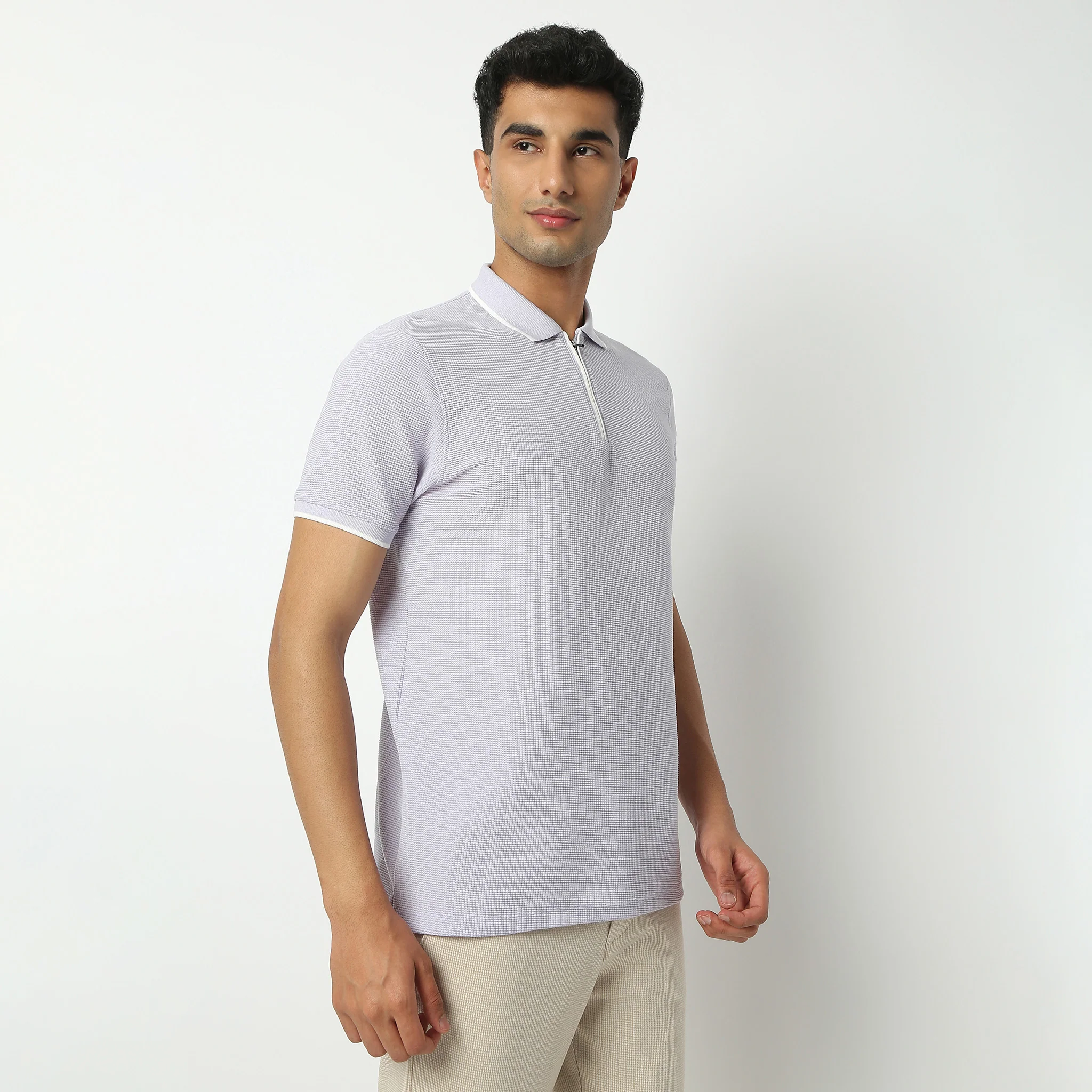 Smart Polo™ - Micro Waffle Knit Structure With modern Tipping and Zip Neck - Image 29