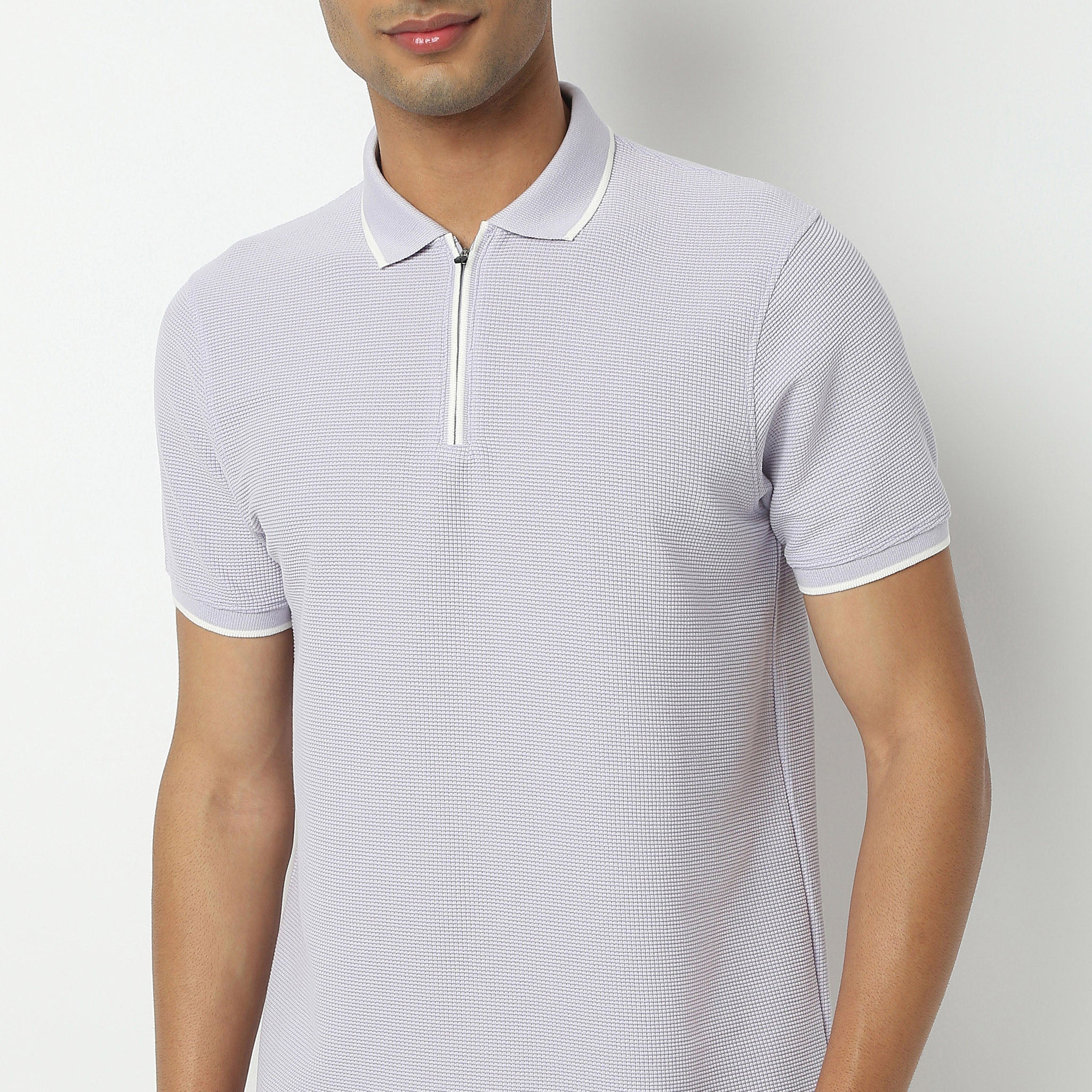 Smart Polo™ - Micro Waffle Knit Structure With modern Tipping and Zip Neck - Image 30