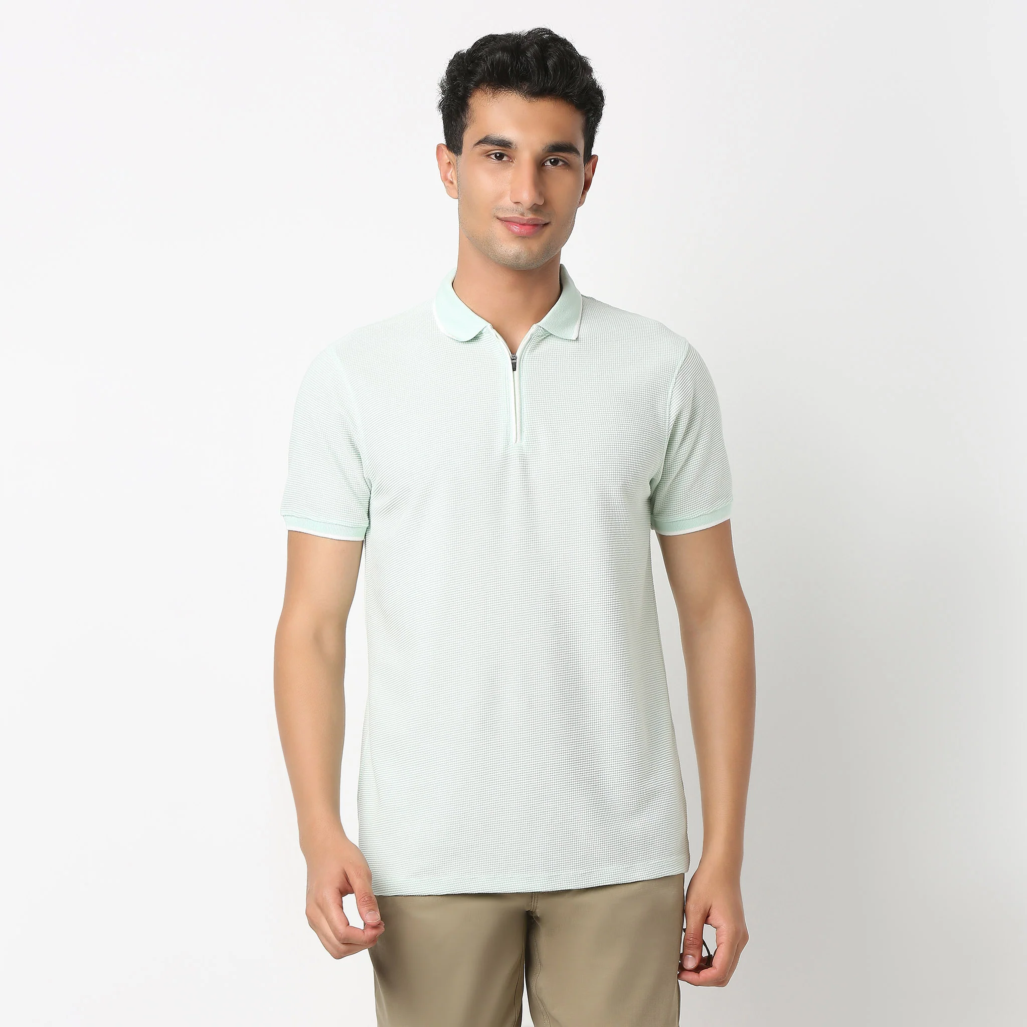Smart Polo™ - Micro Waffle Knit Structure With modern Tipping and Zip Neck - Image 32