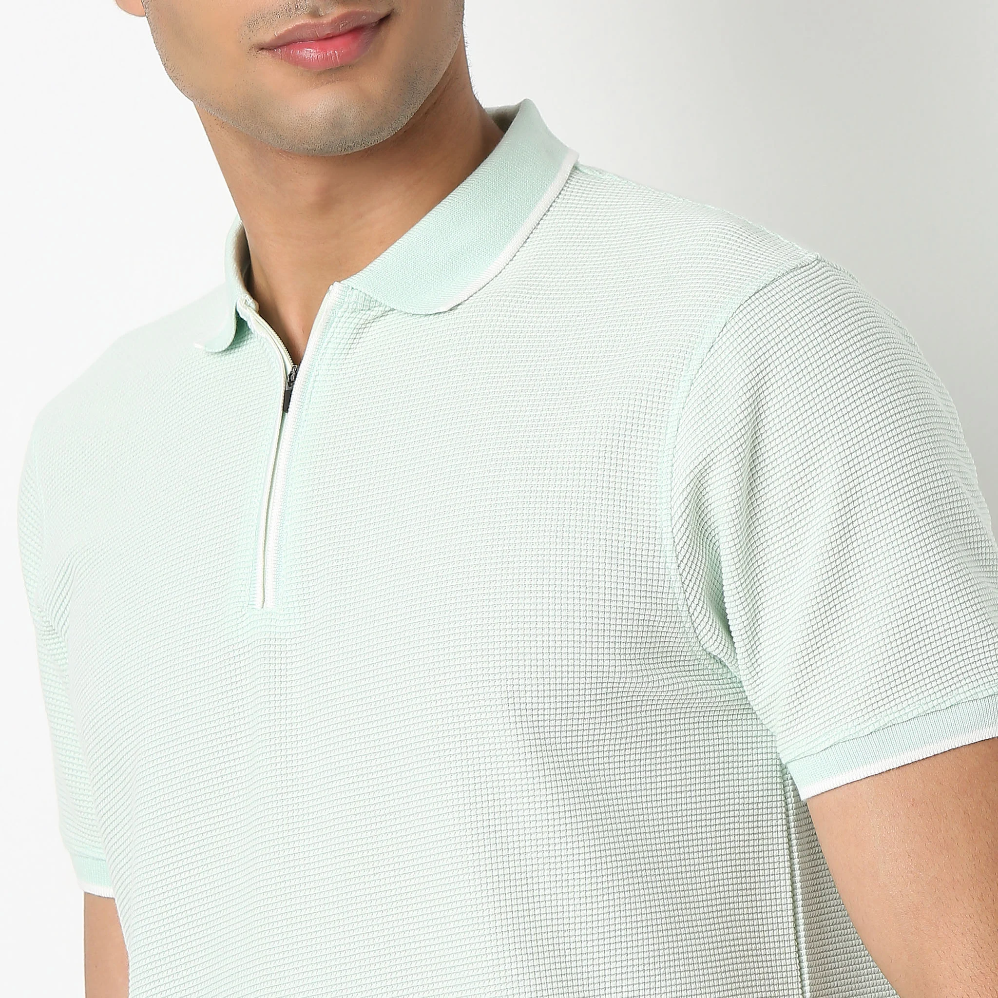 Smart Polo™ - Micro Waffle Knit Structure With modern Tipping and Zip Neck - Image 35