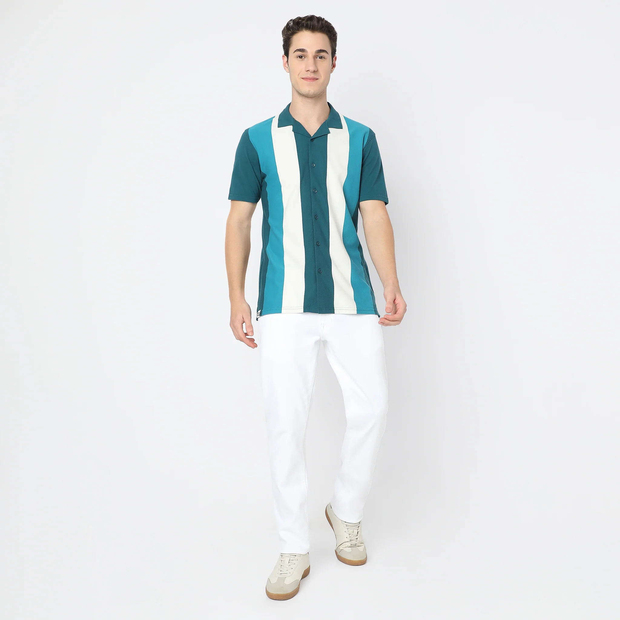 Structured University Style Half Sleeve Cuban Shirt - Image 2