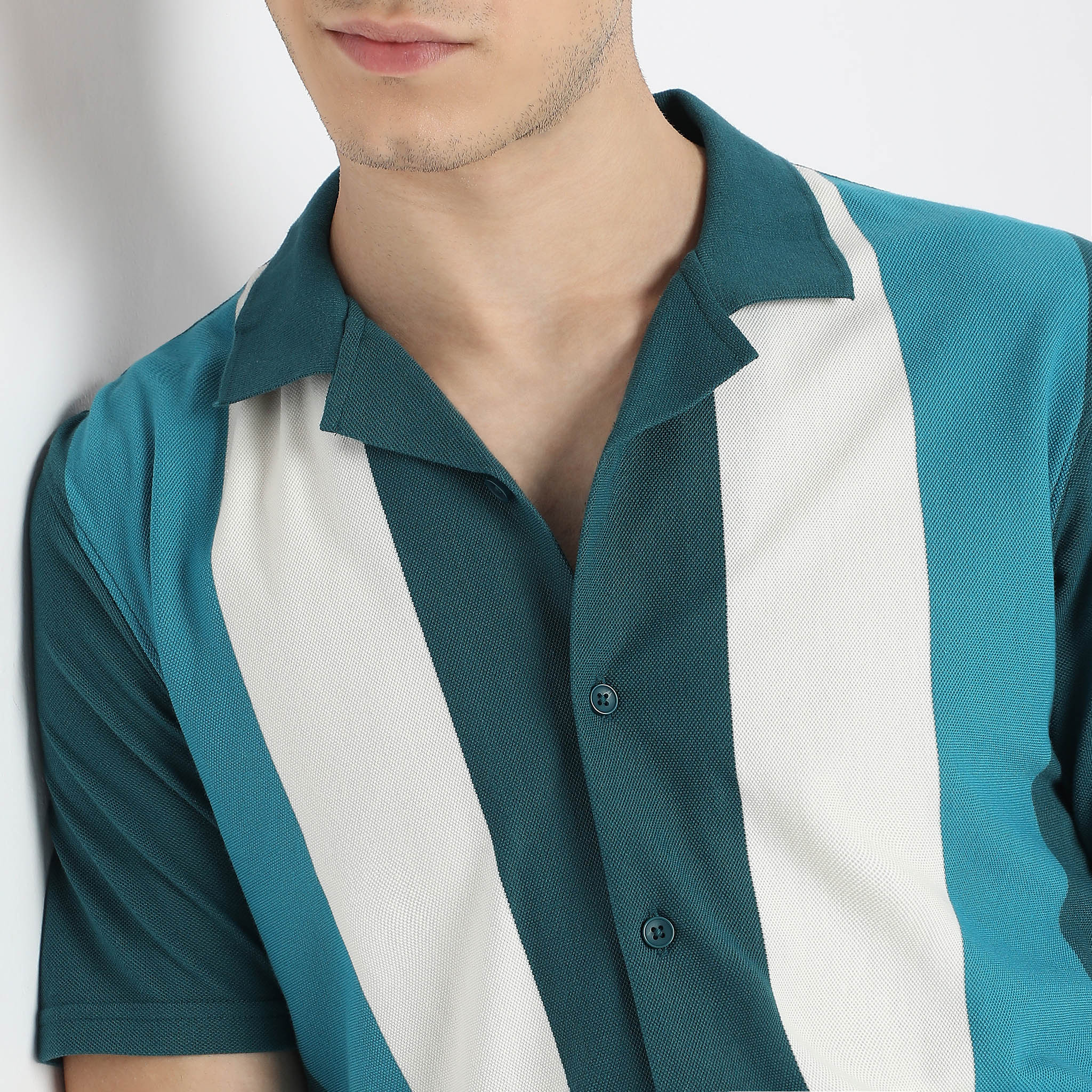 Structured University Style Half Sleeve Cuban Shirt - Image 5