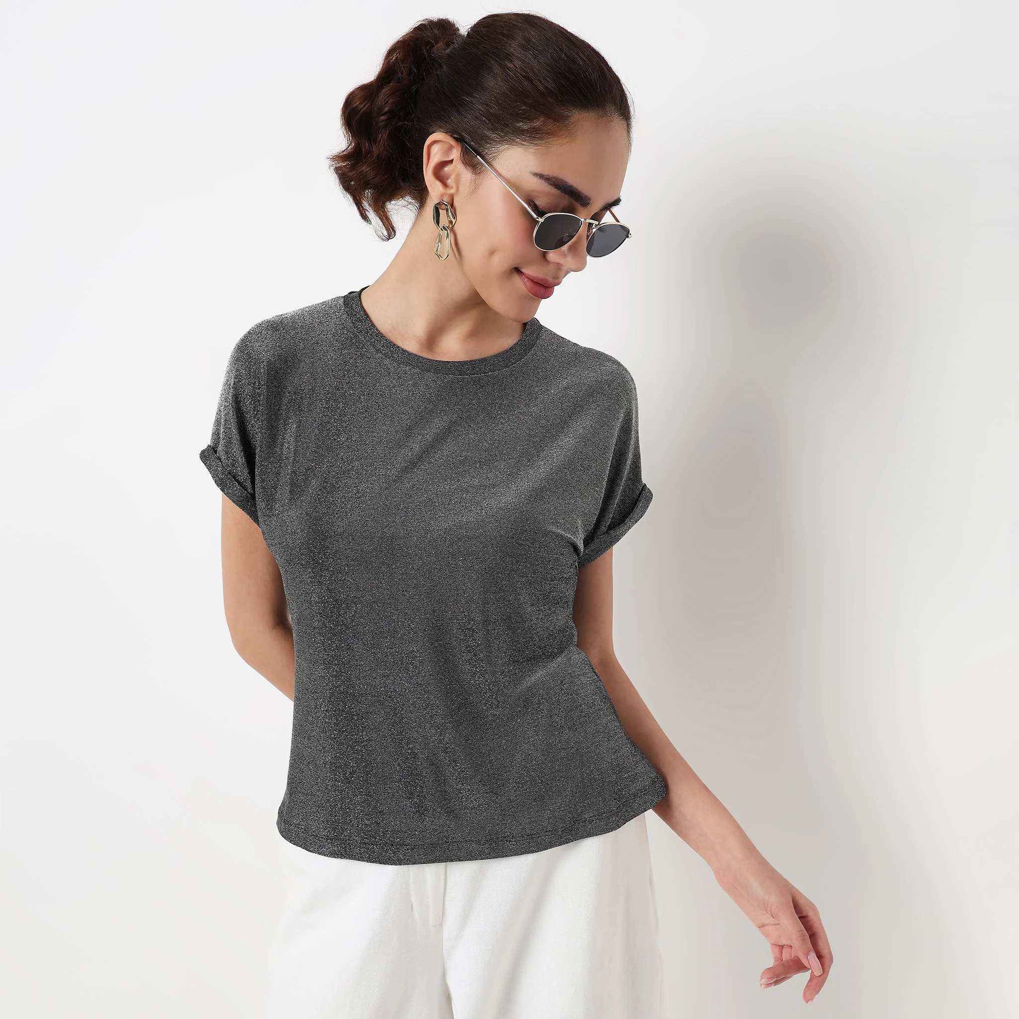 Structured Round Neck Top - Image 2