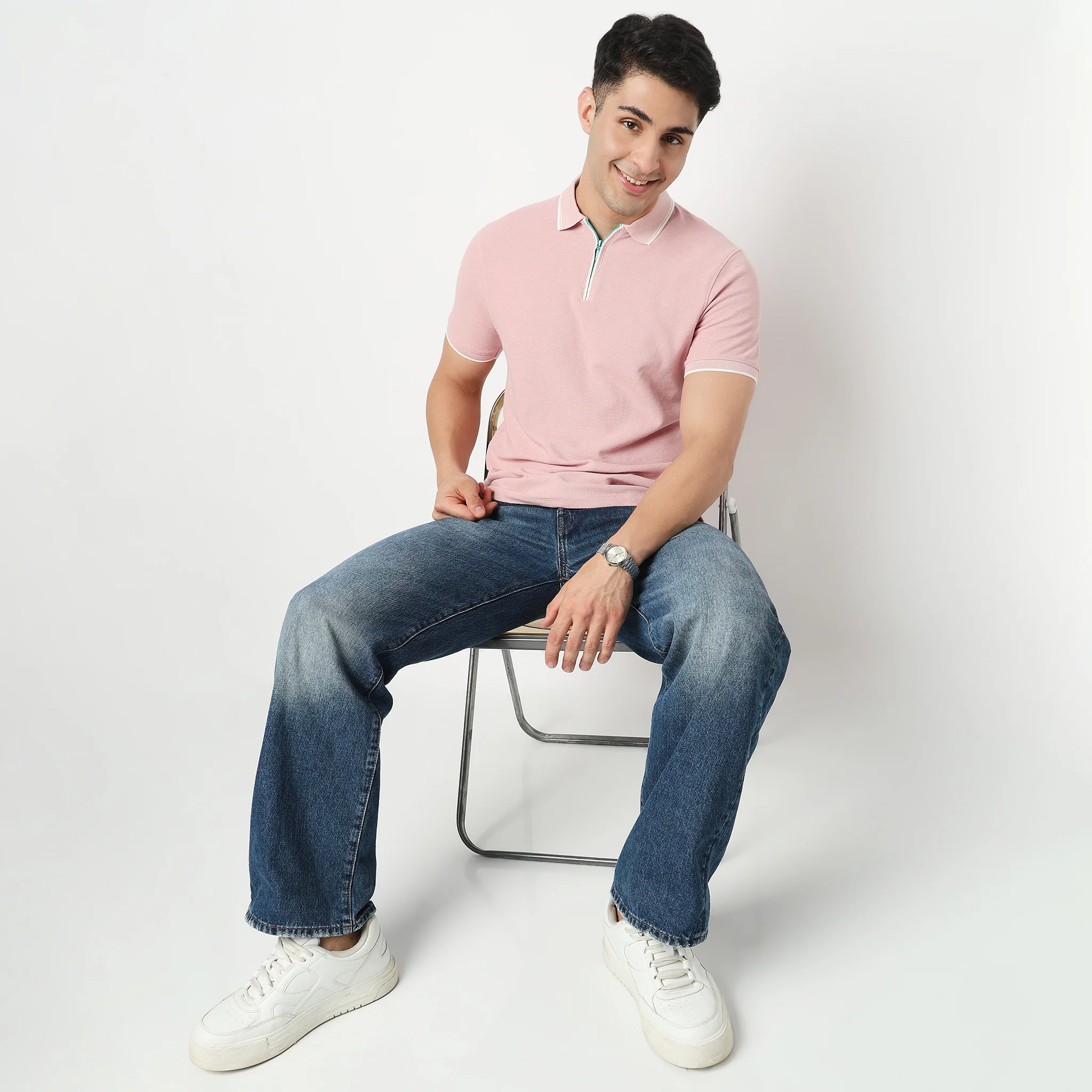 Smart Polo 2.0 Structured Knit with Trim-Zip Neck T-Shirt - Image 11