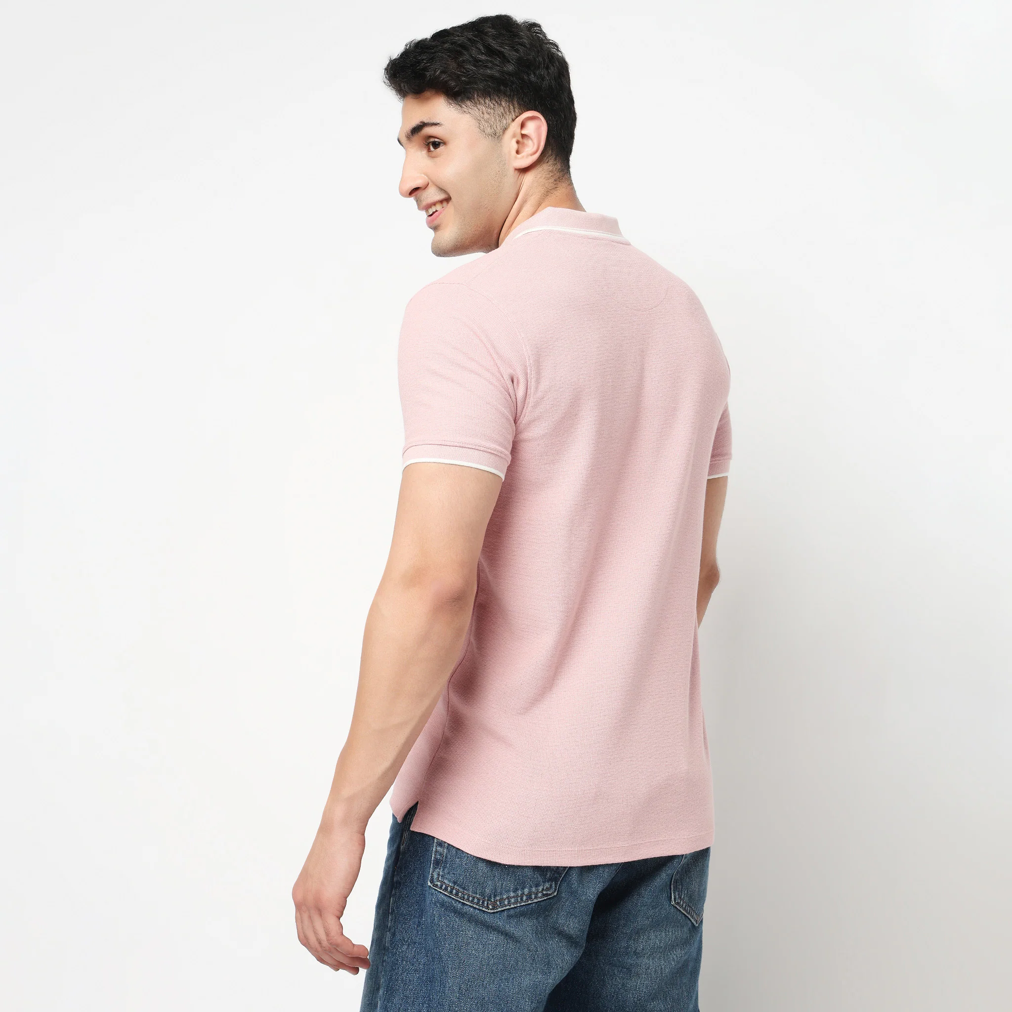 Smart Polo 2.0 Structured Knit with Trim-Zip Neck T-Shirt - Image 14