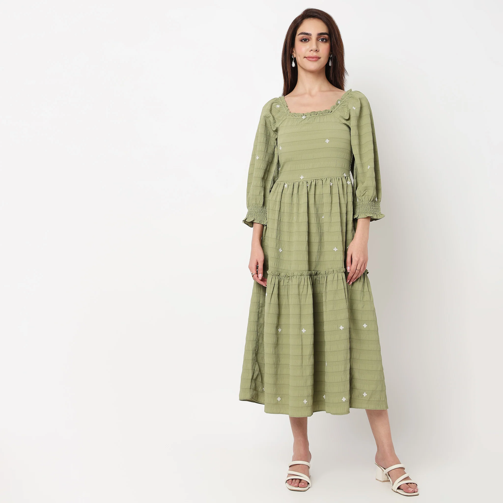 Structured Square Neck Dress - Image 2