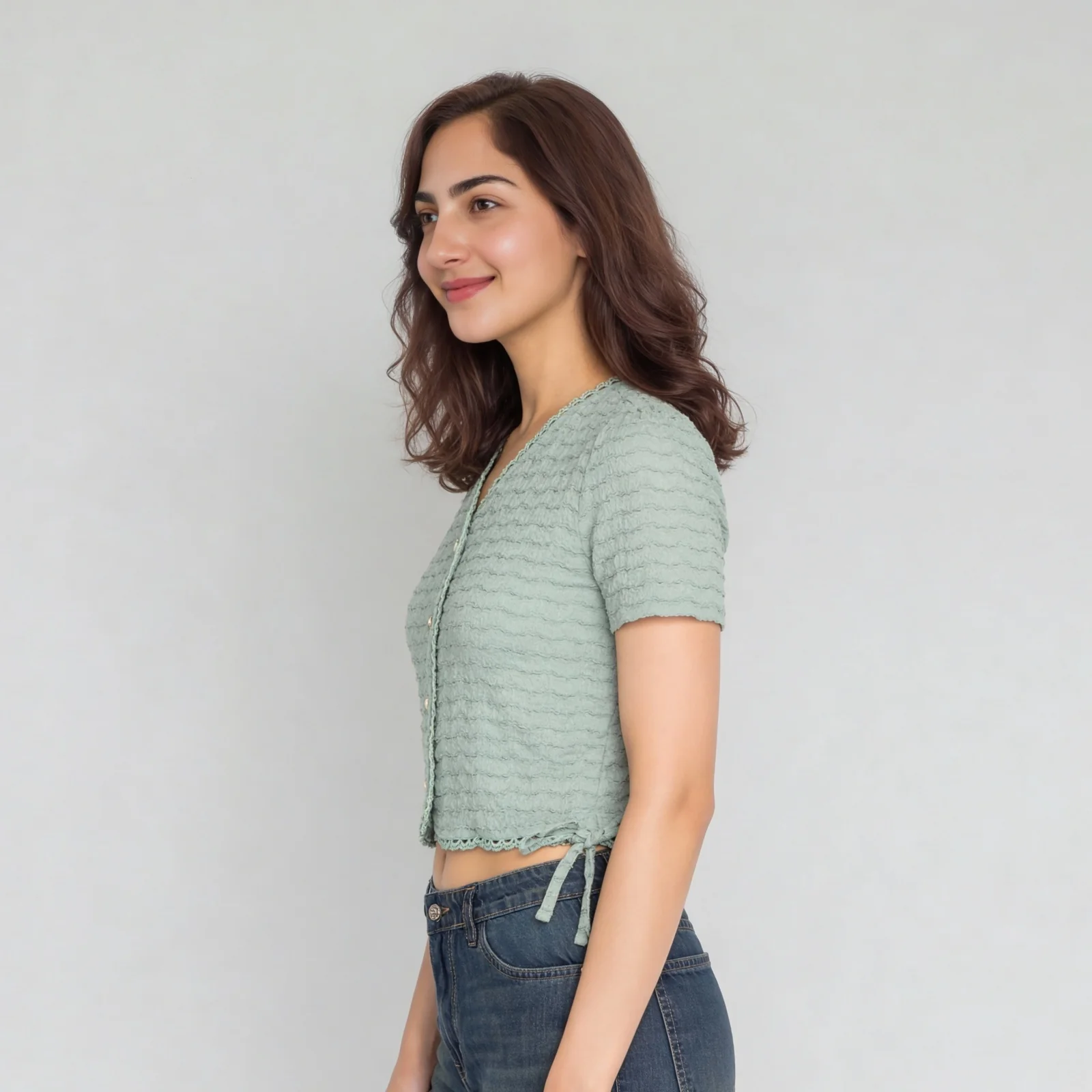 Structured V-Neck Cropped Top - Image 10