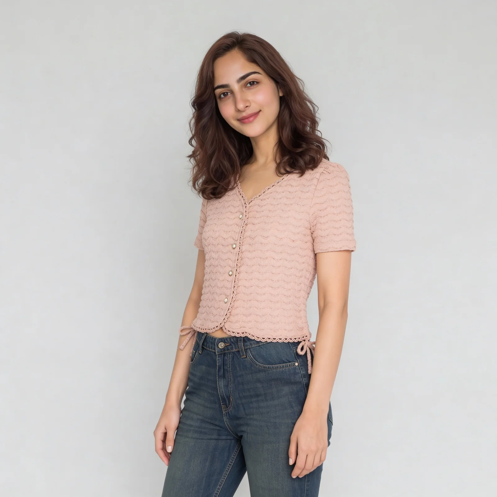 Structured V-Neck Cropped Top - Image 5