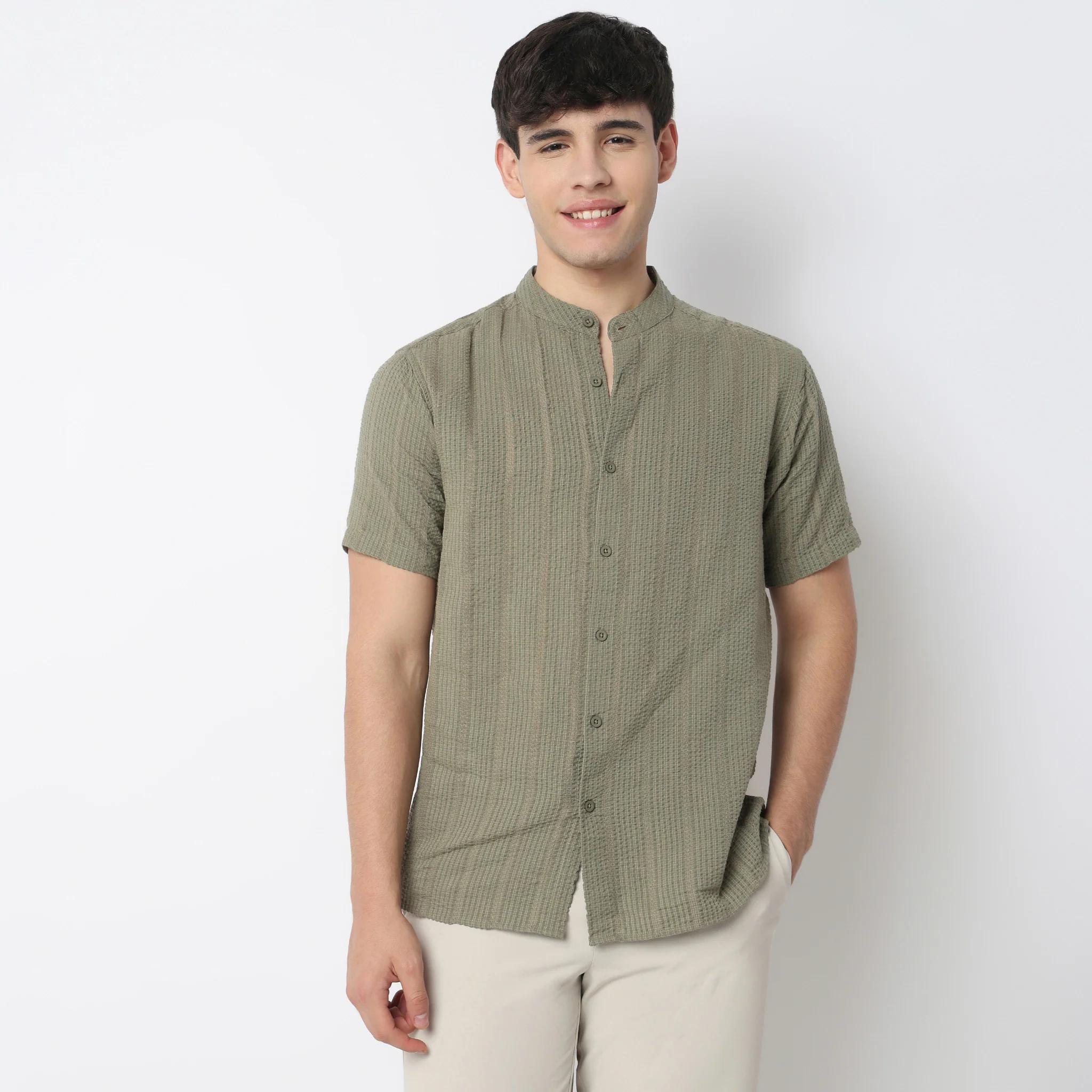 Structured Yarn Dyed Shirt - Image 2