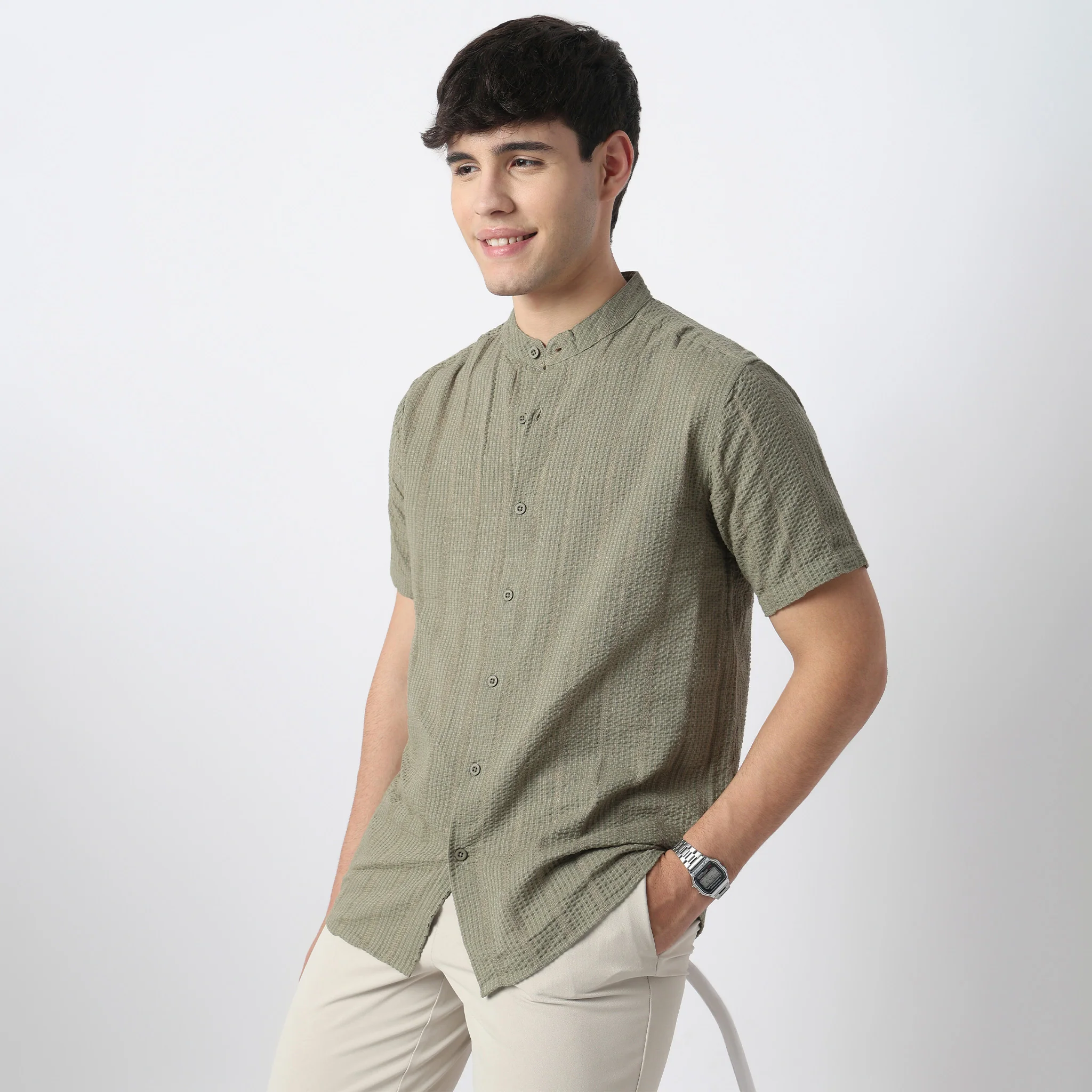 Structured Yarn Dyed Shirt - Image 5