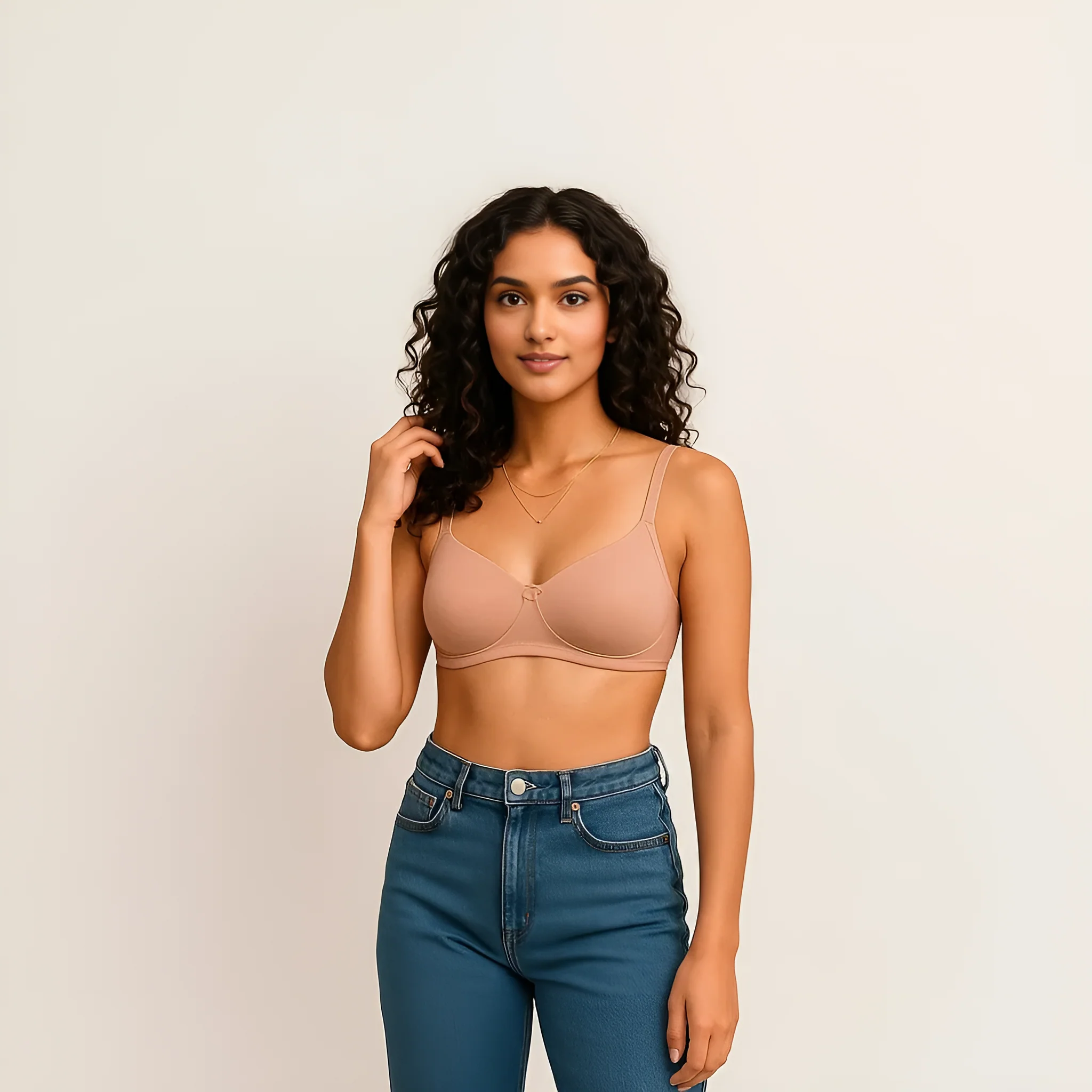 Full Coverage Padded Non Wired Cotton Spandex Tshirt Bra - Image 2