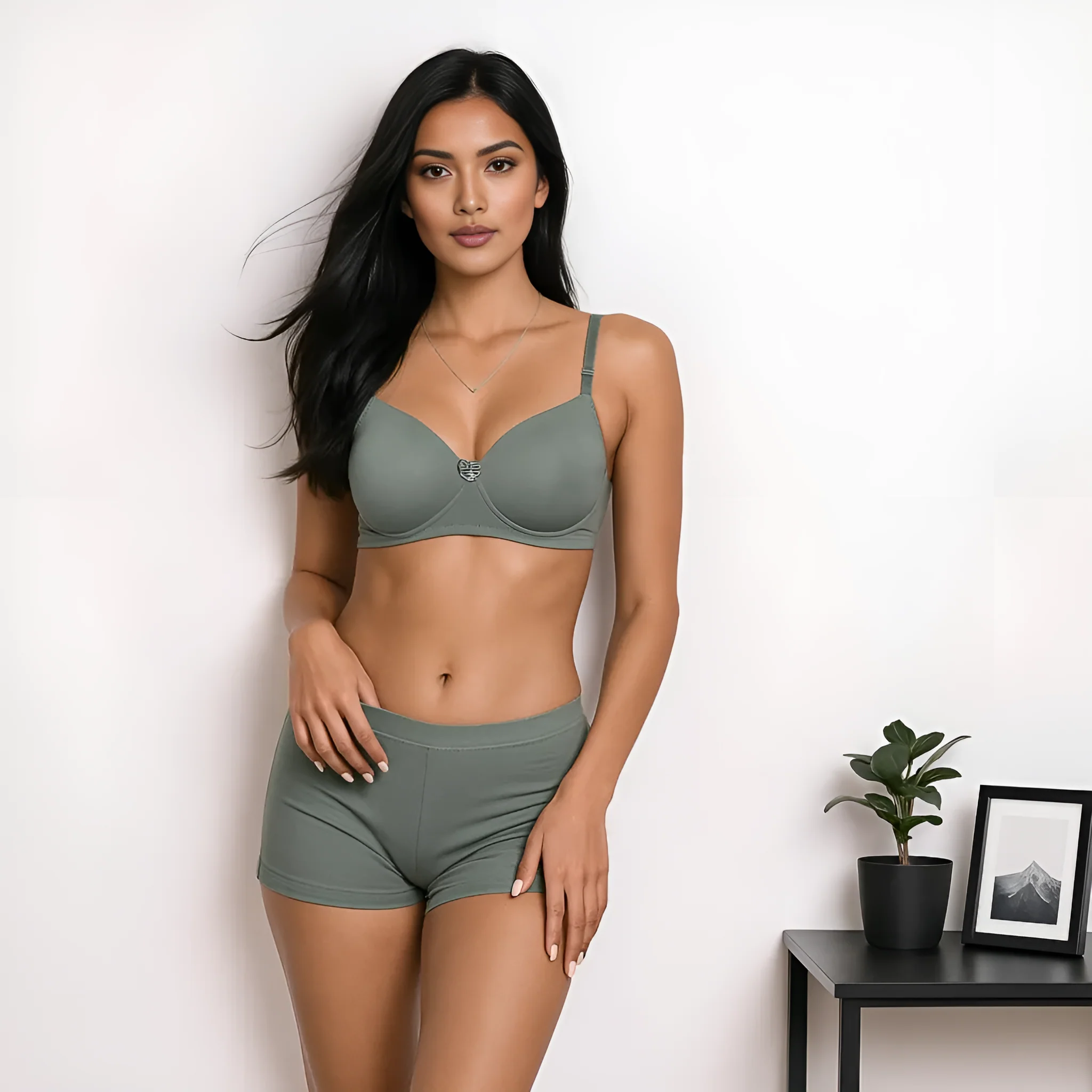 Full Coverage Padded Non Wired Nylon Spandex Tshirt Bra - Image 7