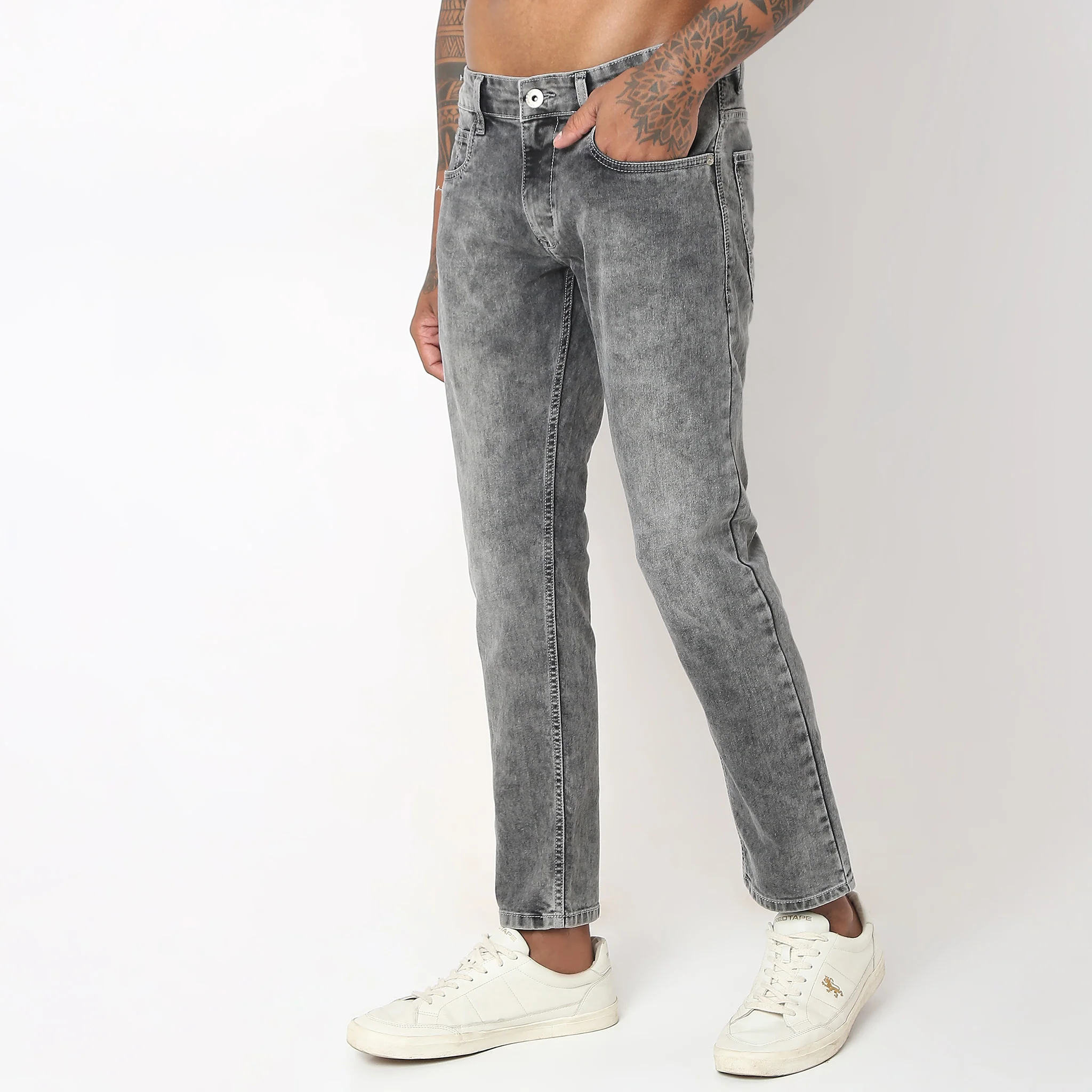 Union of Denim® - Tapered Fit Fade Acid Crop Length Jeans - Image 5