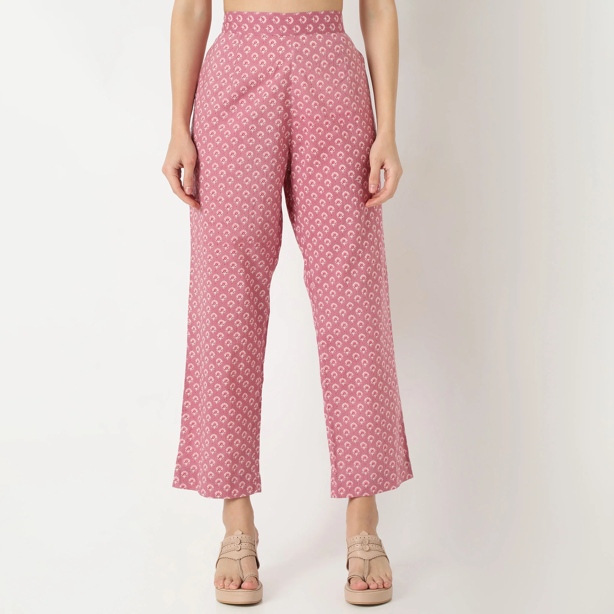 Tapered Fit Printed Ankle Length A-Line Pants - Image 7