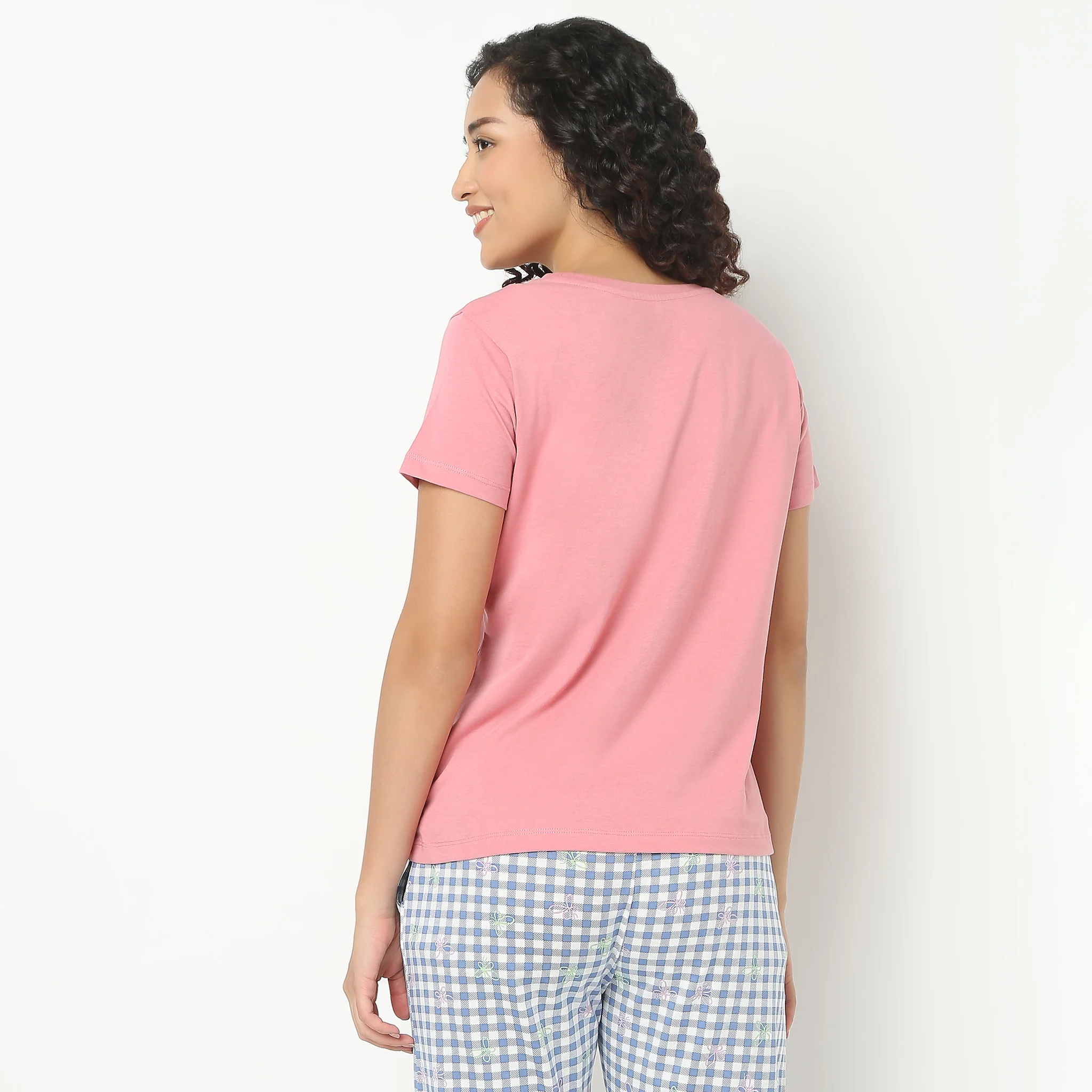 Text Print Crew Neck Loungewear T-Shirt - Image 3