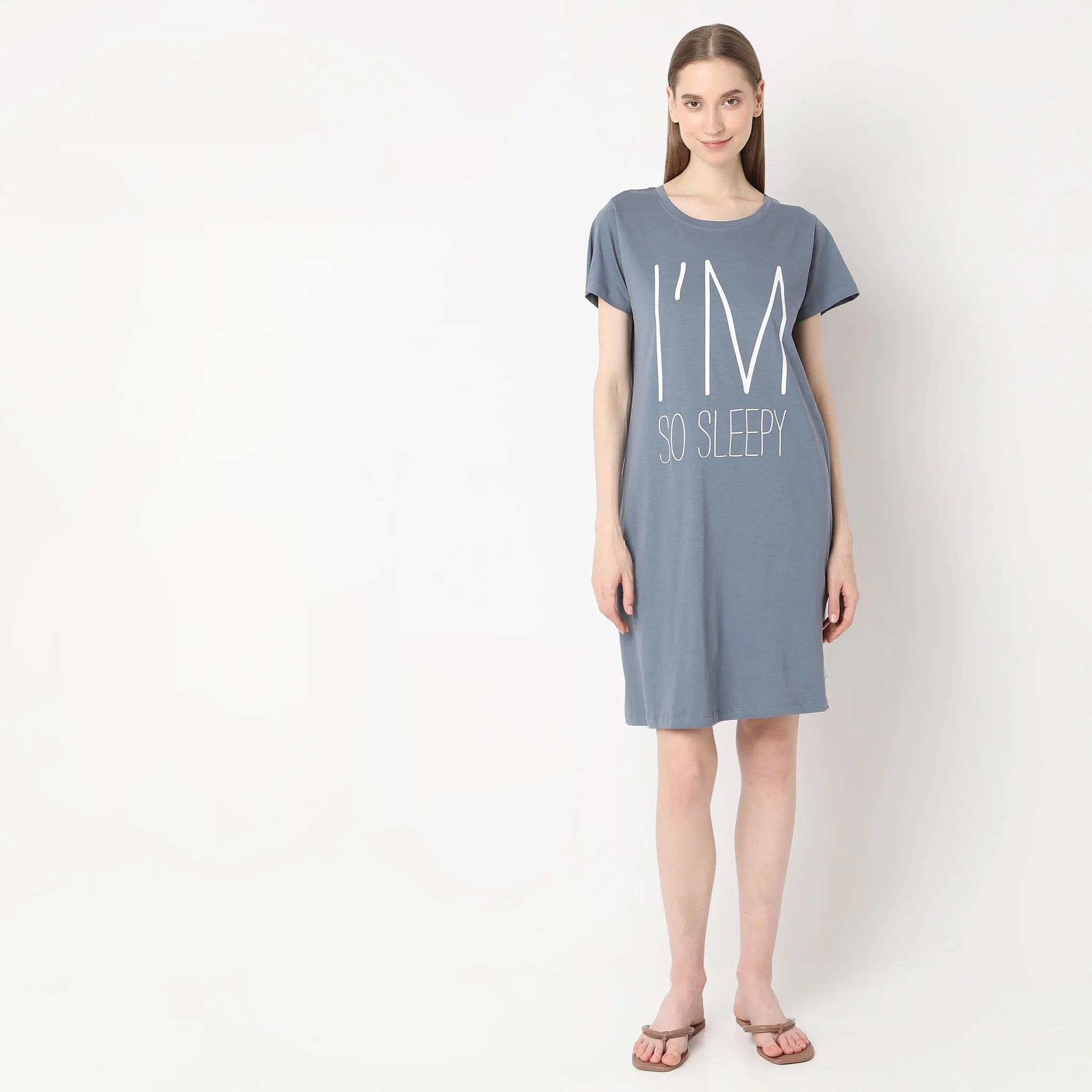 Text Print Knee Length Gown - Image 2