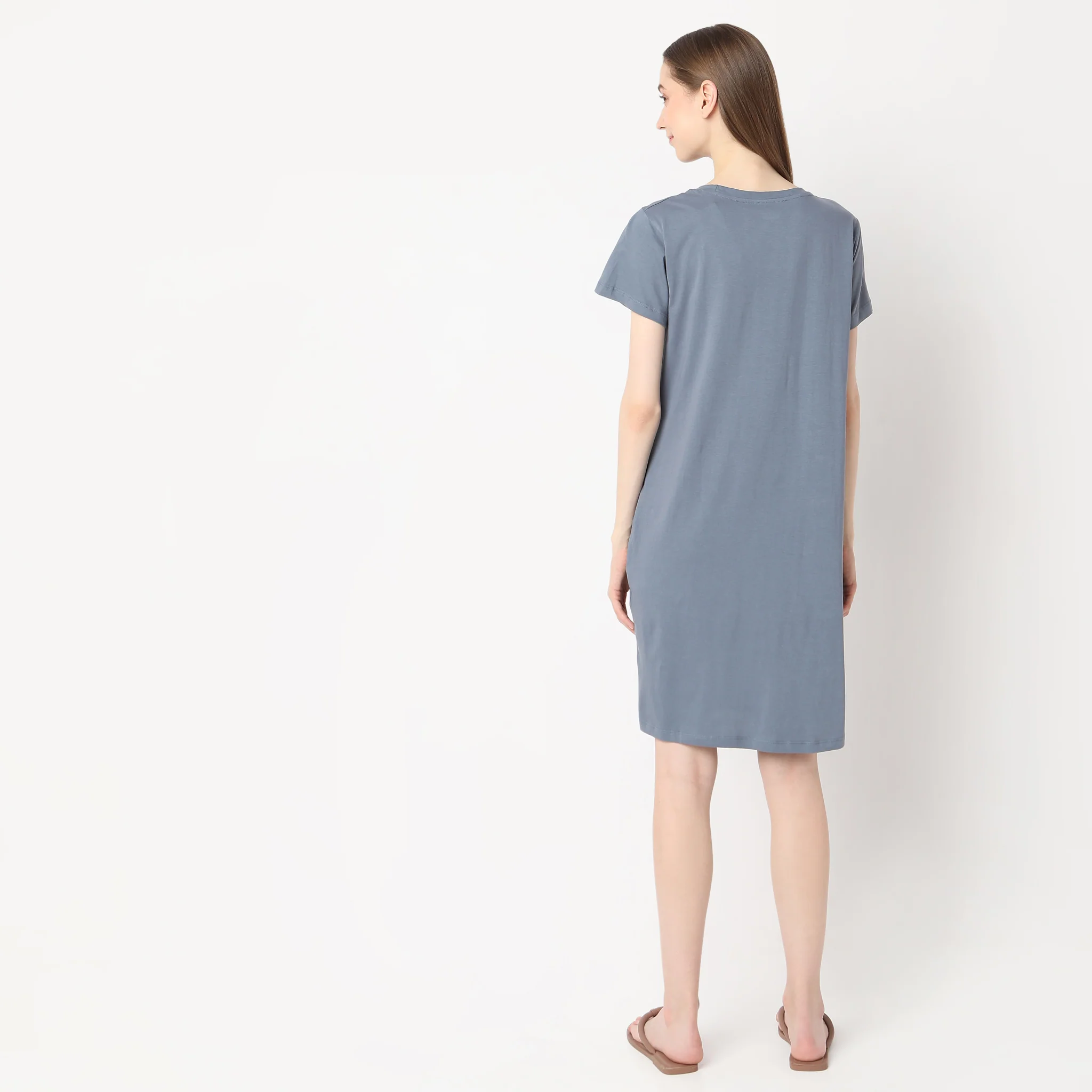 Text Print Knee Length Gown - Image 3