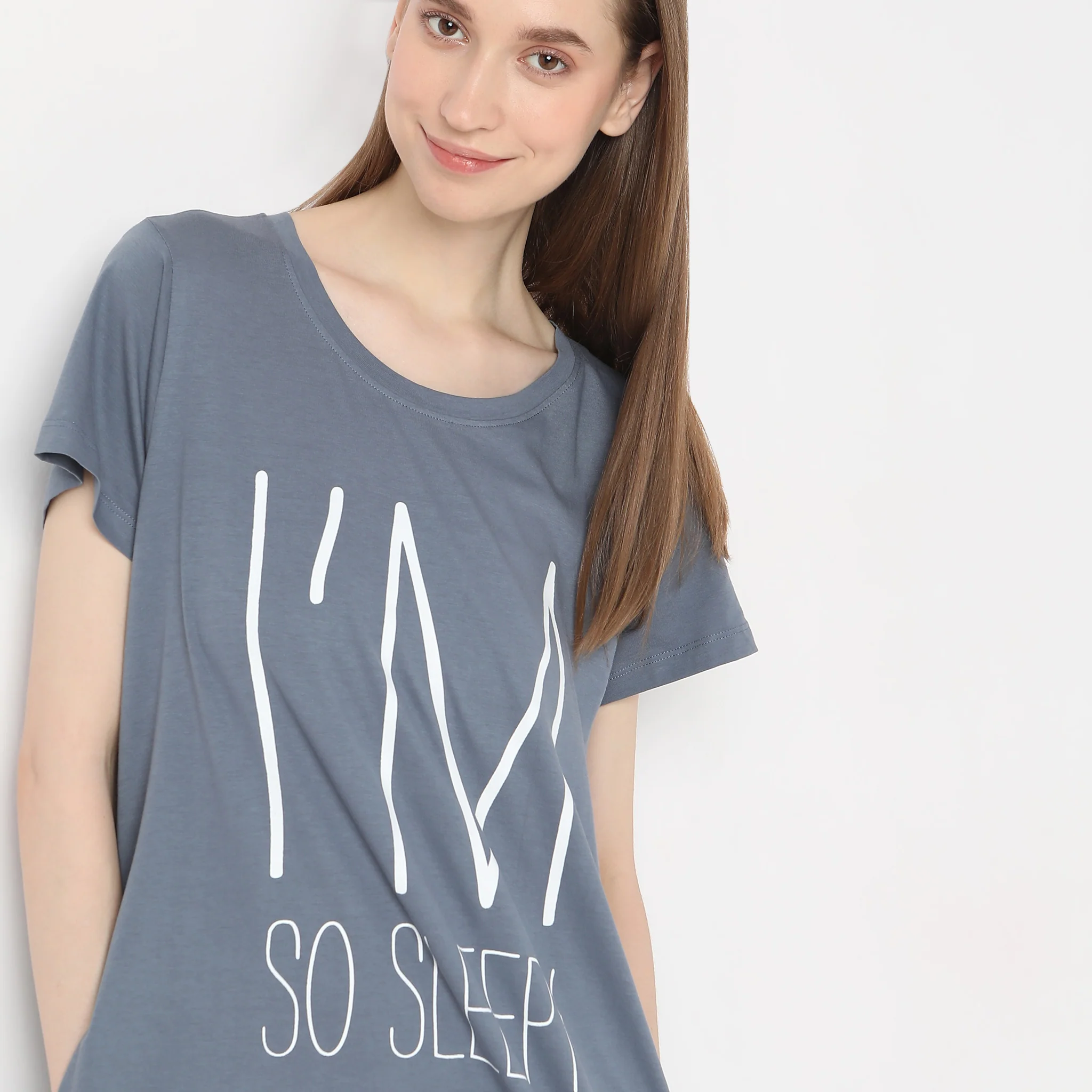 Text Print Knee Length Gown - Image 4
