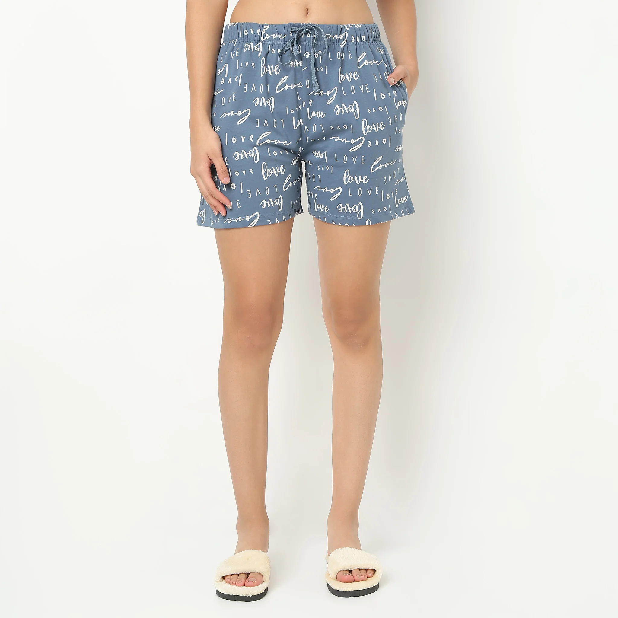 Text Print Loungwear Shorts - Image 2