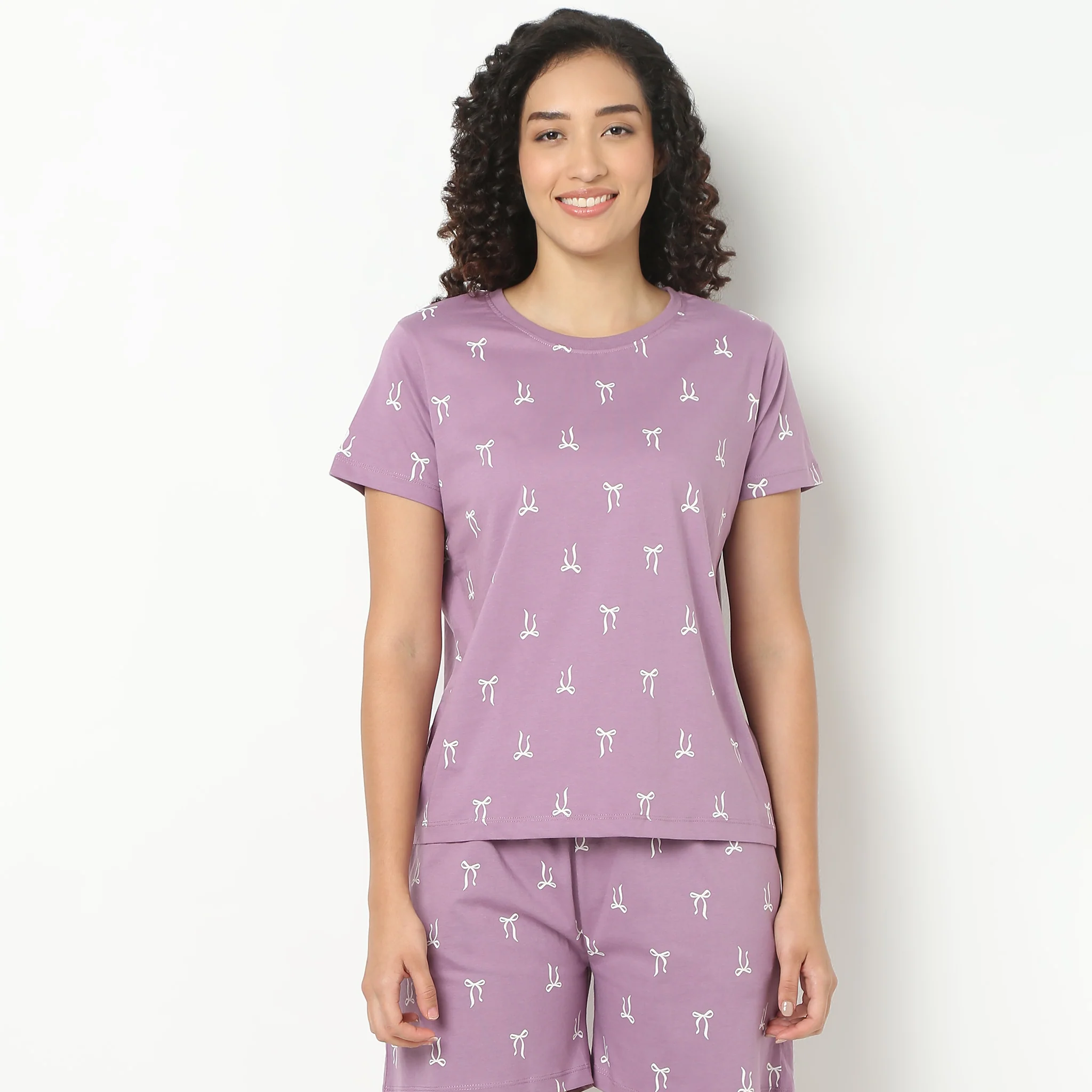 Text Print Round Neck Loungewear T-Shirt - Image 2
