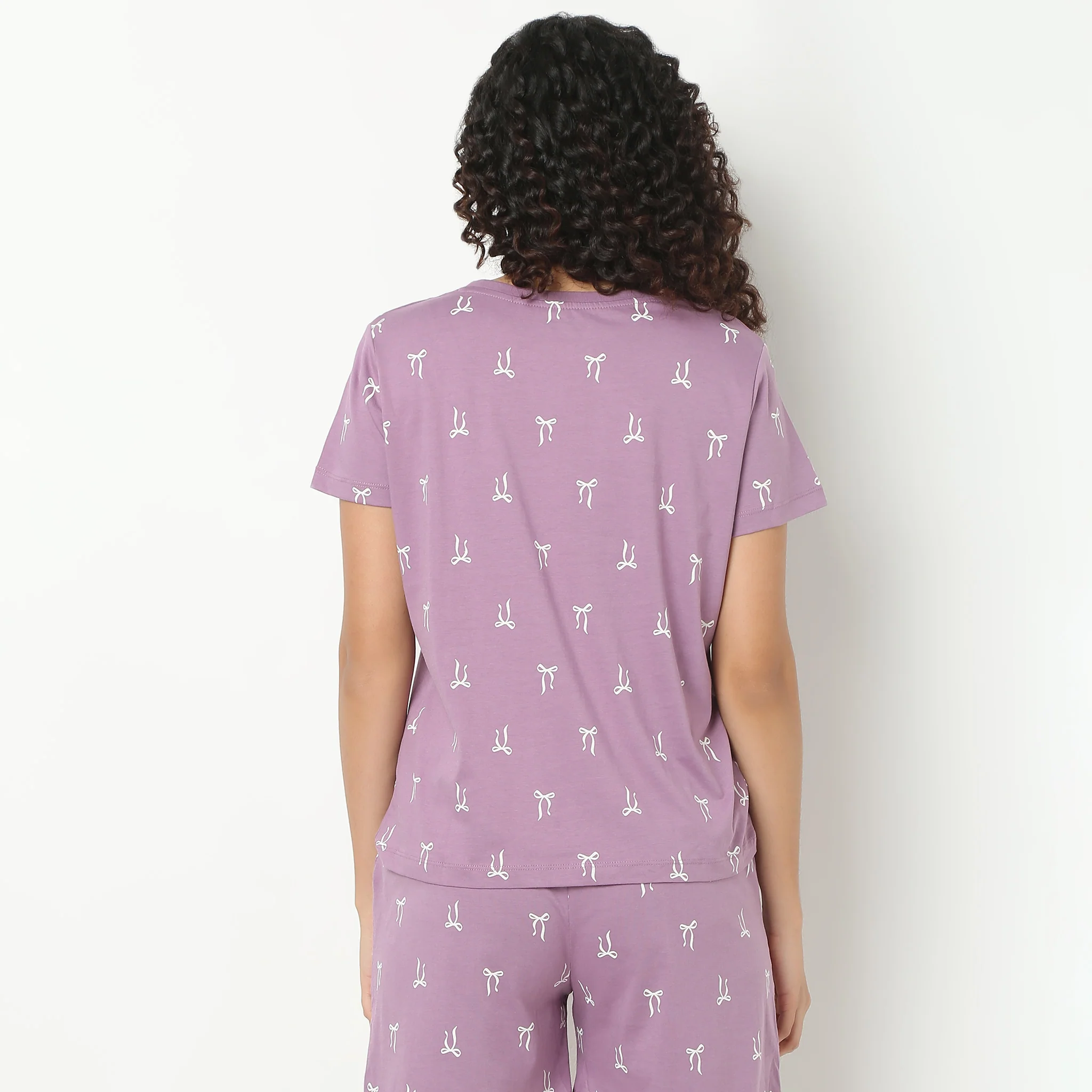 Text Print Round Neck Loungewear T-Shirt - Image 3