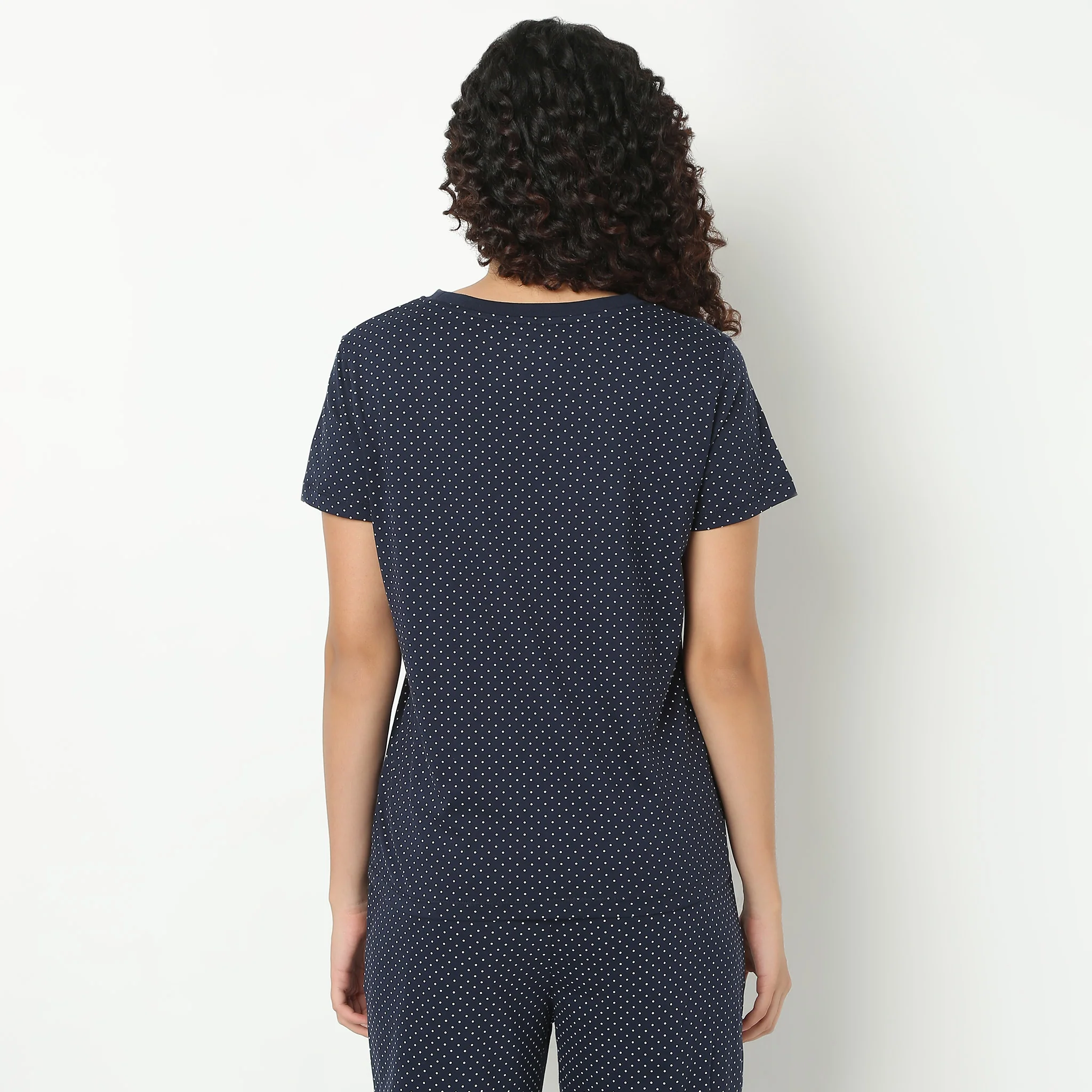 Text Print Round Neck Loungewear T-Shirt - Image 3