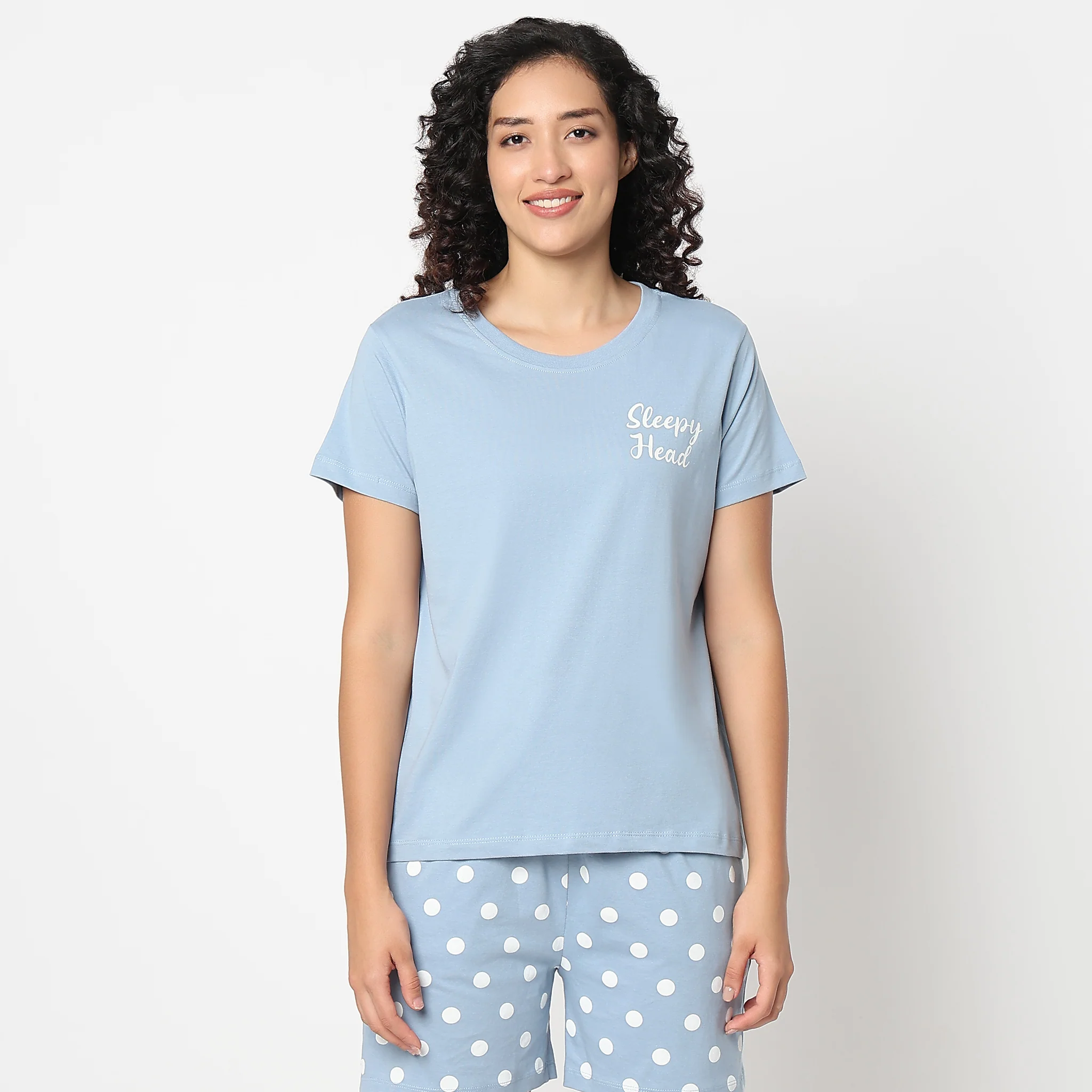 Text Print Round Neck Loungewear T-Shirt - Image 2