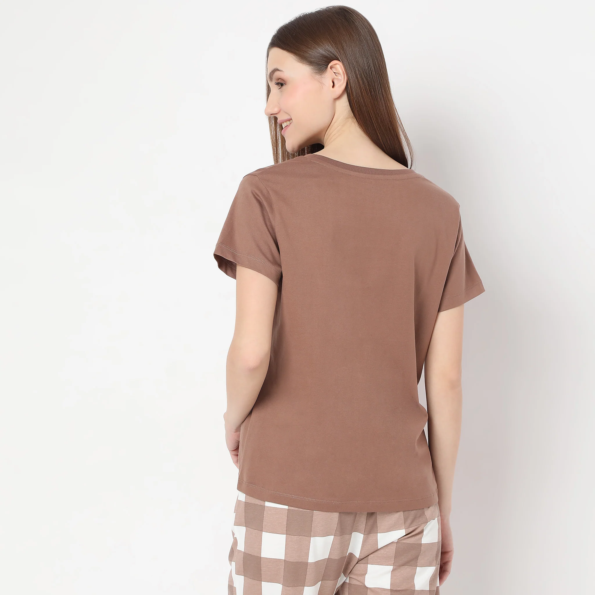 Text Print Straight Lounge T-Shirt - Image 3