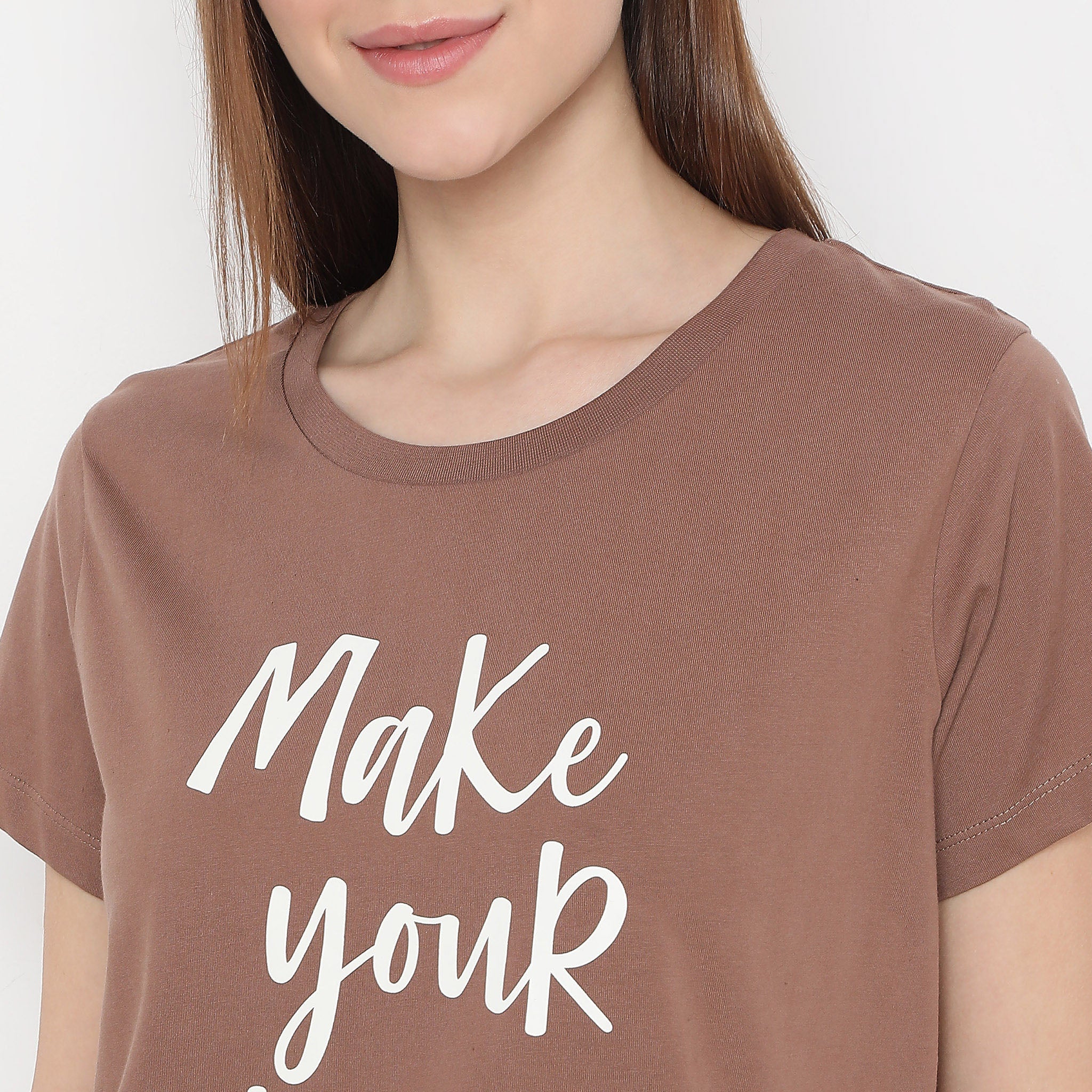 Text Print Straight Lounge T-Shirt - Image 4