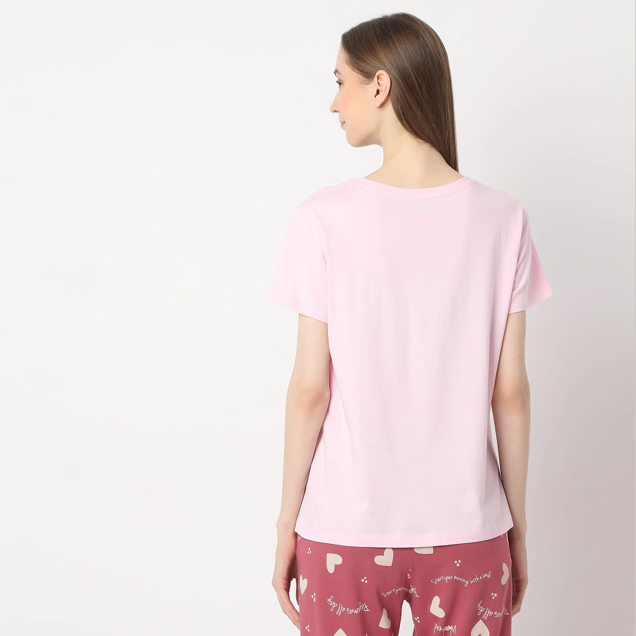 Text Print Straight Lounge T-Shirt - Image 3