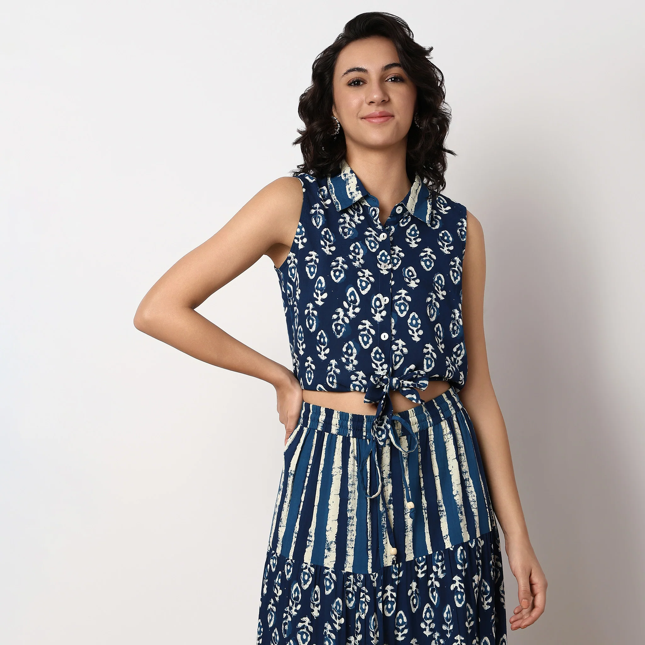 Tie-Up Sleeveless Crop Top - Image 2