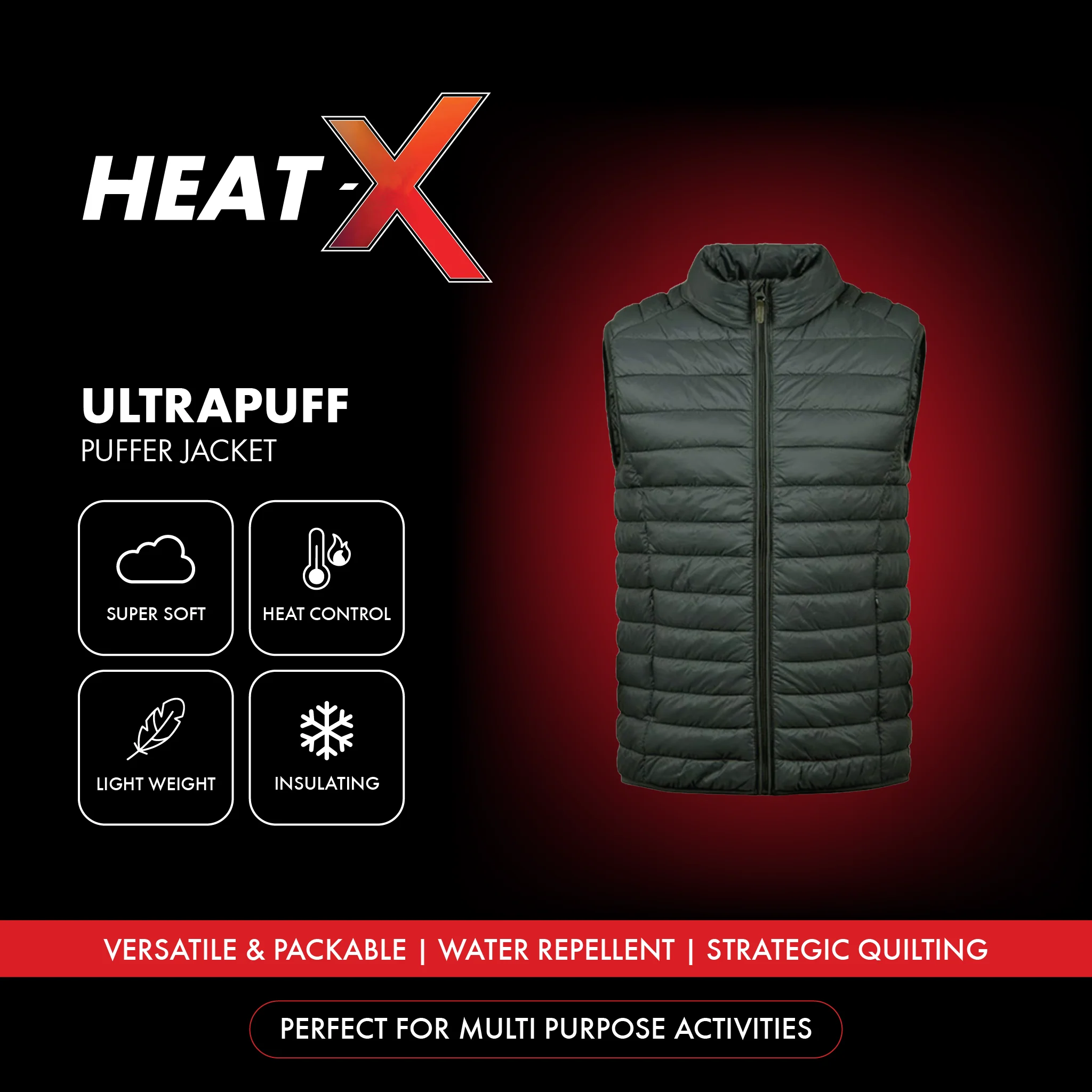 Heat-X UltraPuff Sleeveless Puffer Gilet (Jacket) - Water Repellant Fabric with Zippered Hand Pockets - Image 24