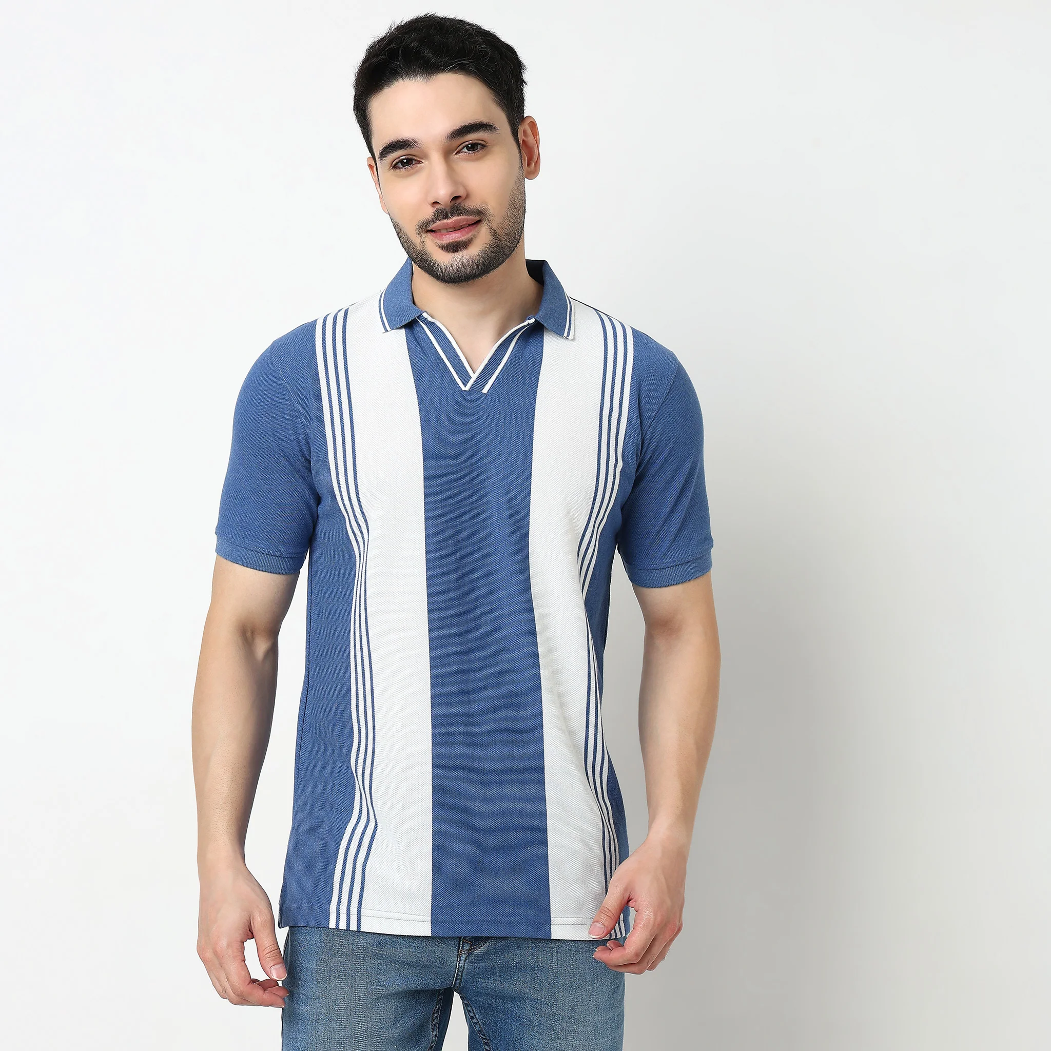 University Striped Polo T-Shirt - Image 2