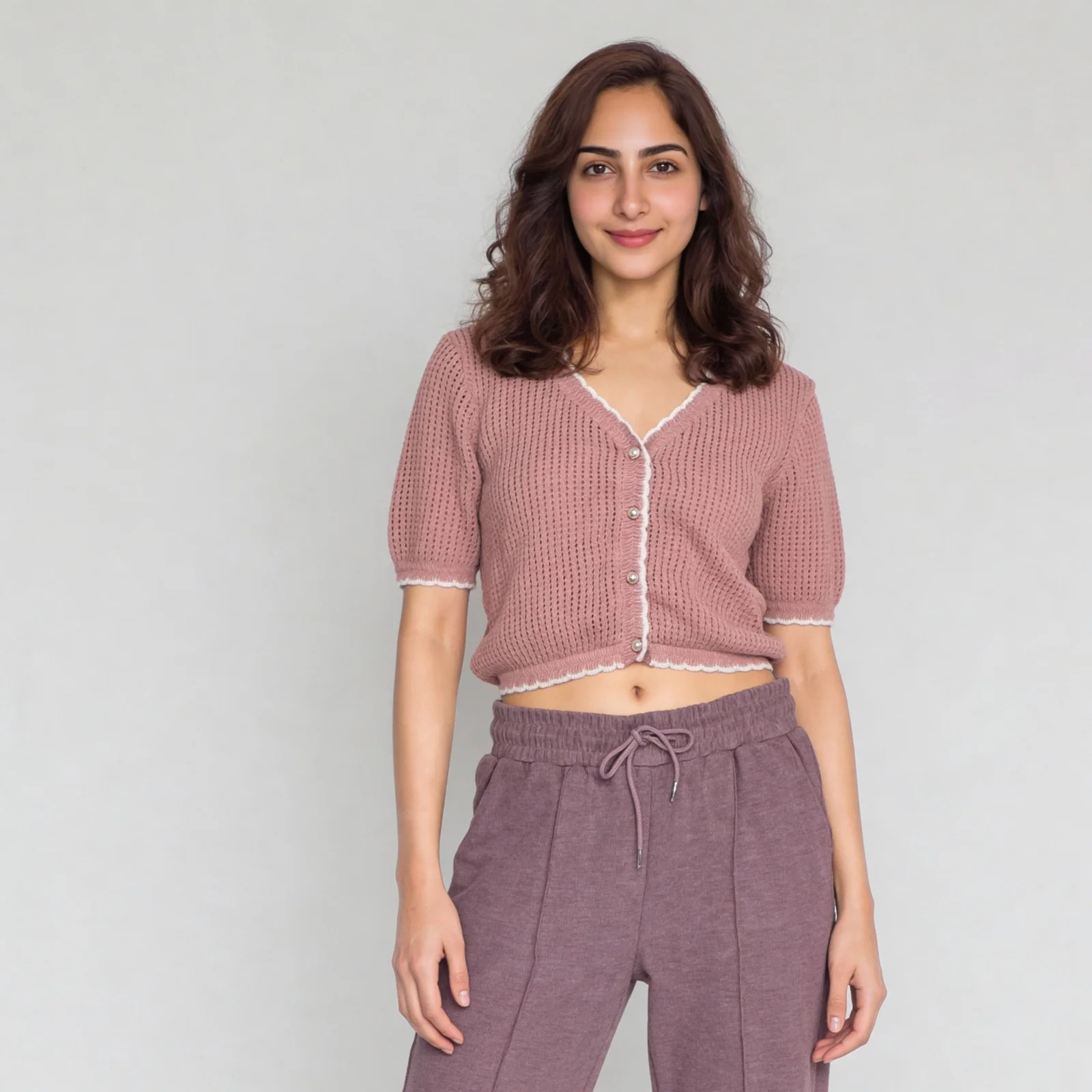 V-Neck Cropped Knitted Shrug - Image 2