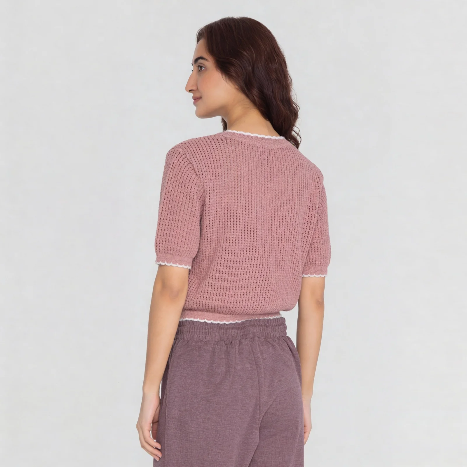 V-Neck Cropped Knitted Shrug - Image 3
