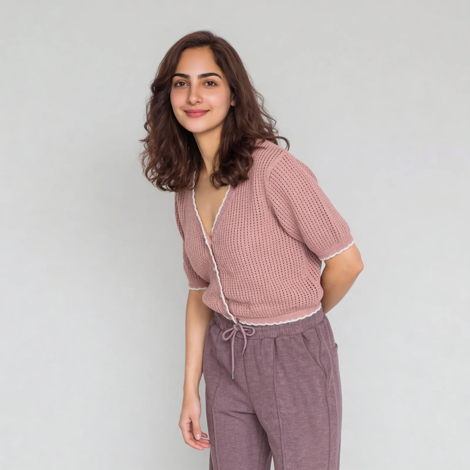 V-Neck Cropped Knitted Shrug - Image 5